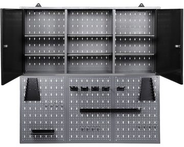 ONDIS24 Werkzeugschrank Werkstatt-Wandschrank Joku 120cm mit 2 Fachböden Lochwand inkl. 50 teiliges Hakensortiment