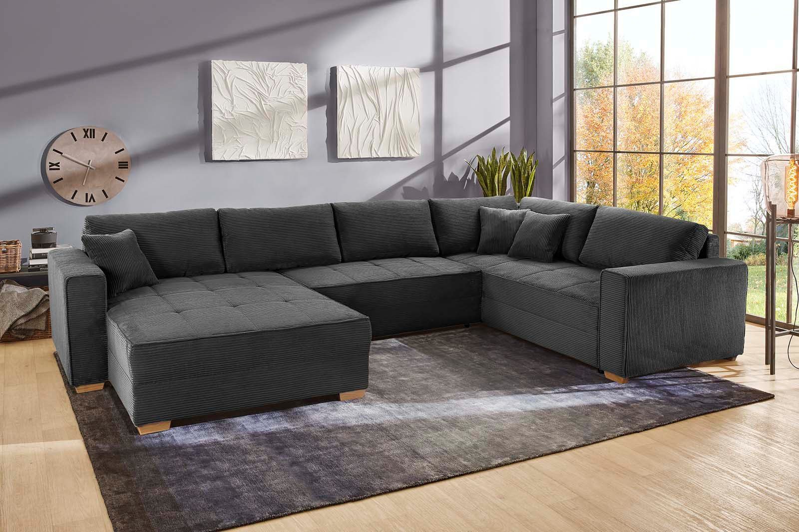 Jockenhöfer Gruppe Wohnlandschaft Brixen U-Form, B: 379 cm, mit Schlaffunktion, Bettkasten & Zierkissen