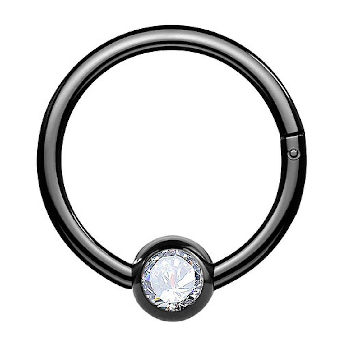 Nasenpiercing Titan Septum Segment Ring Piercing Clicker Scharnier Kristall Kugel