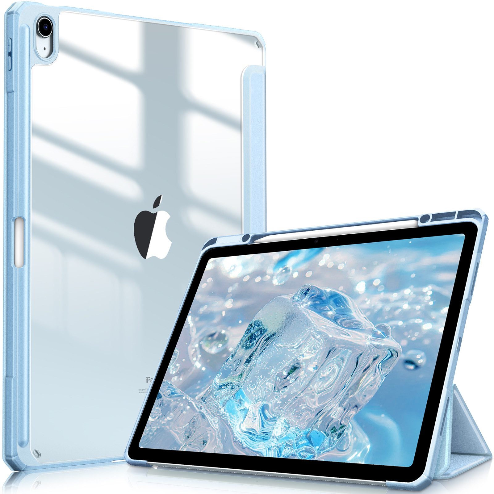 Fintie Tablet-Hülle für iPad Air 13 Zoll M4/M3/M2 (2026/2025/2024) mit Stifthalter, Stoßfeste Hybrid Case mit transparenter Hartschale auf der Rückseite