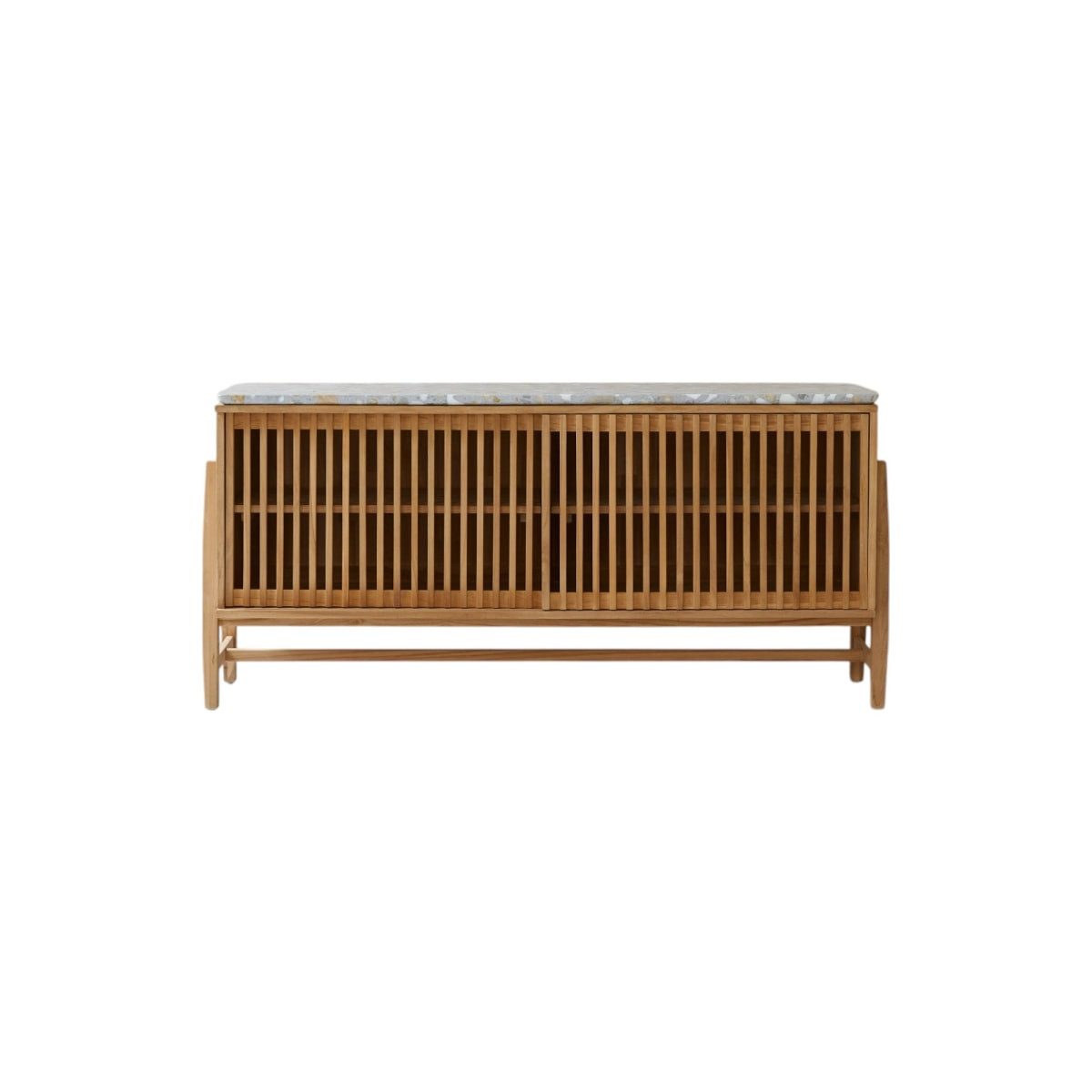 Tikamoon Sideboard Sideboard Isaure aus massivem Teakholz und Premium-Terrazzo 160 cm