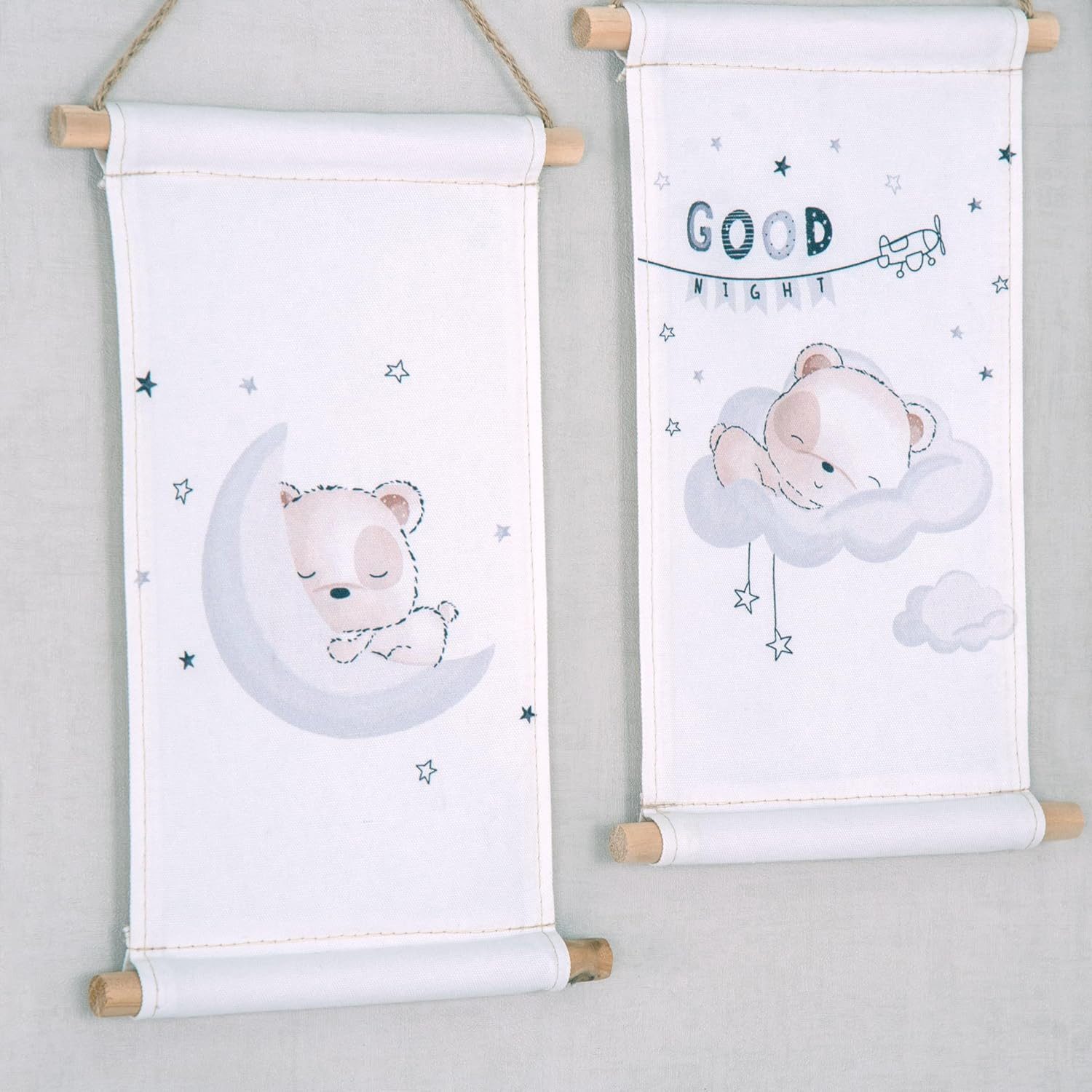 Herding Wandbild Wandbilder-Set Sleeping Little Bear 3er-Pack 20 x 30 cm 100% Baumwolle, Sleeping Little Bear (3 Textile Wandbilder, 3 St), Langlebig