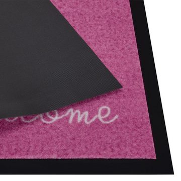 Fußmatte Fußmatte Welcome pink rechteckig In- / Outdoor Schriftzug Kurzflor, Teppich Boss, rechteckig, Höhe: 5 mm