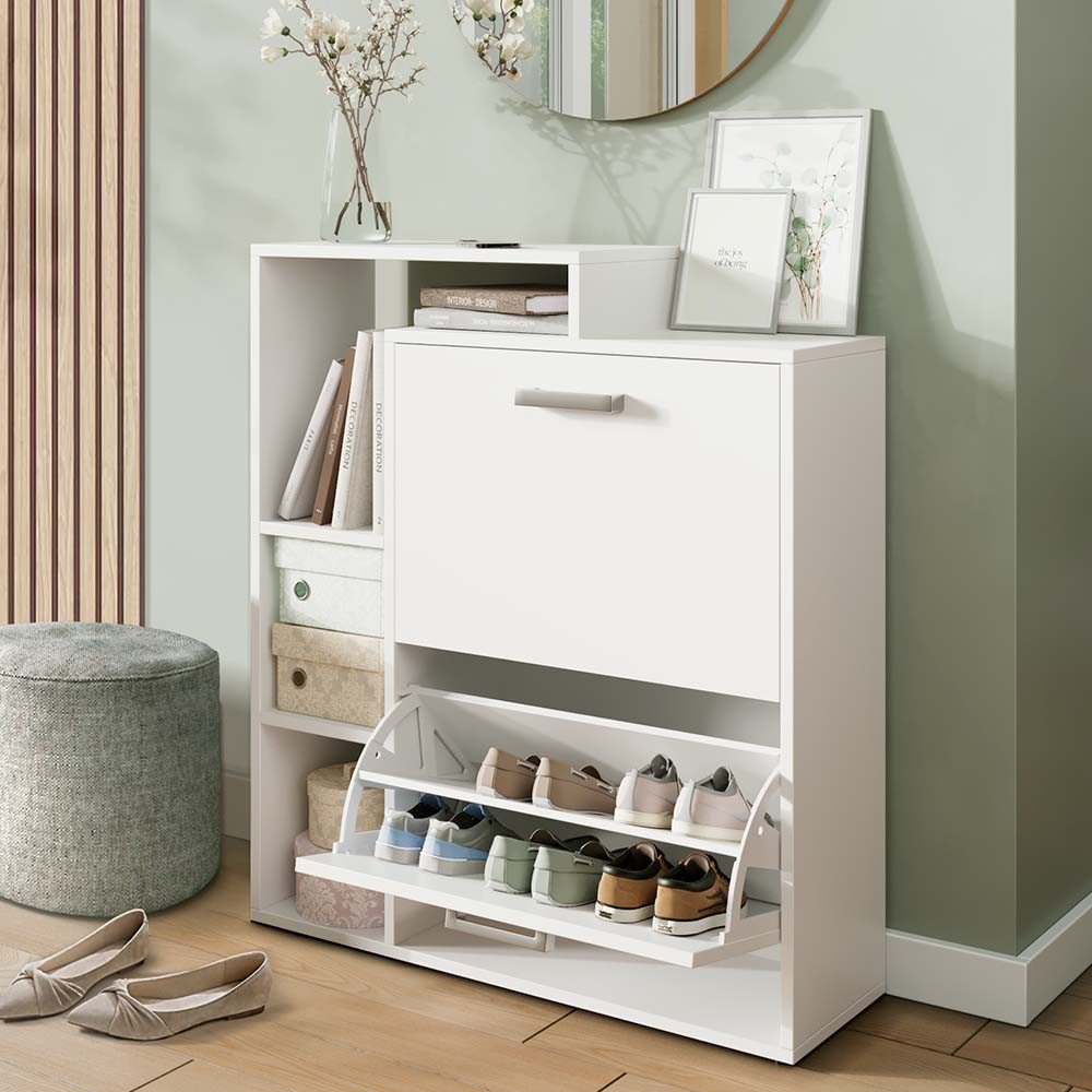 Vicco Schuhkipper Orlando, Weiß, 2 Teile, mit Spiegel (2 St)