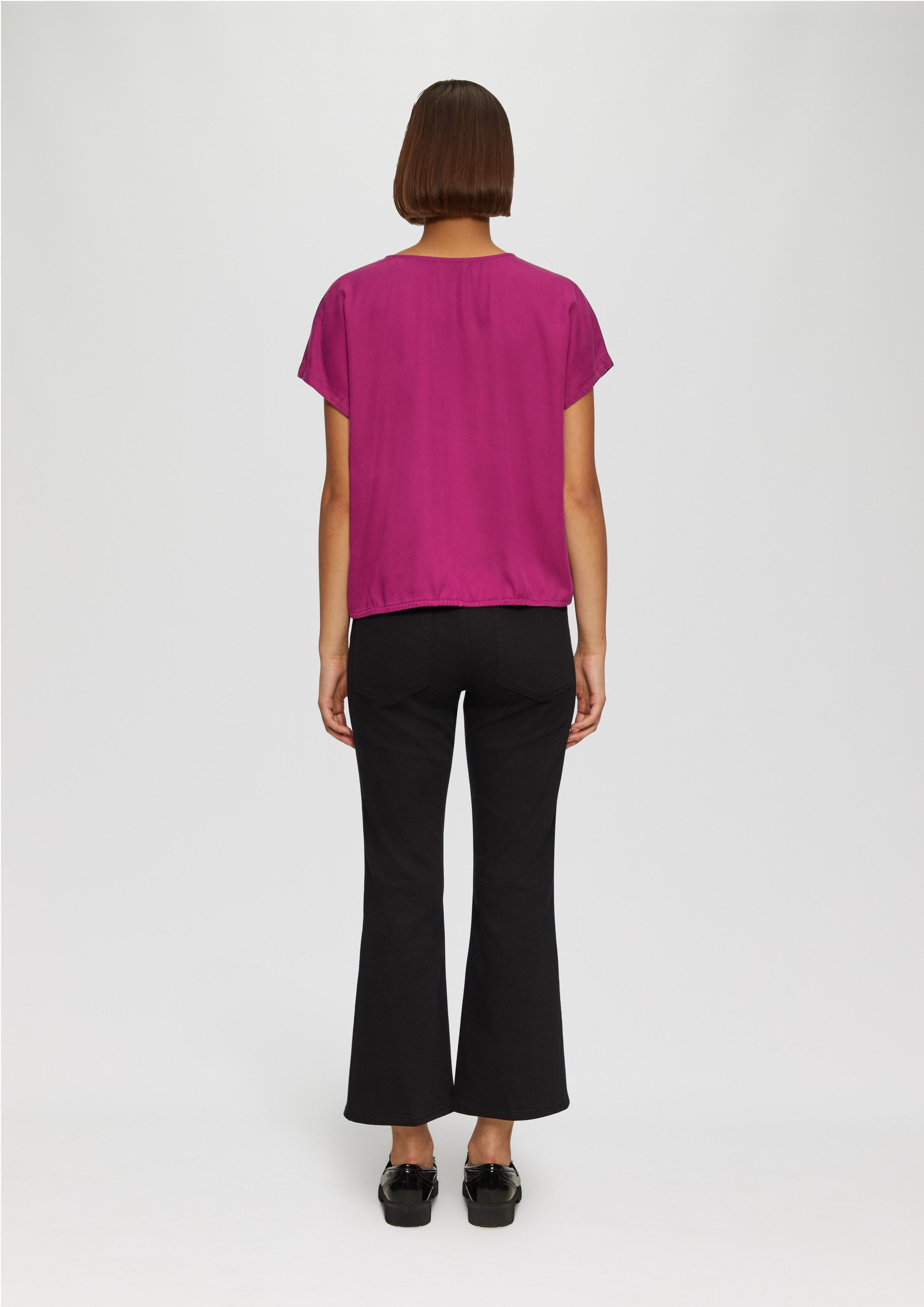 s.Oliver Kurzarmbluse Bluse Fließende Bluse aus Lyocell mit Tunnelzug