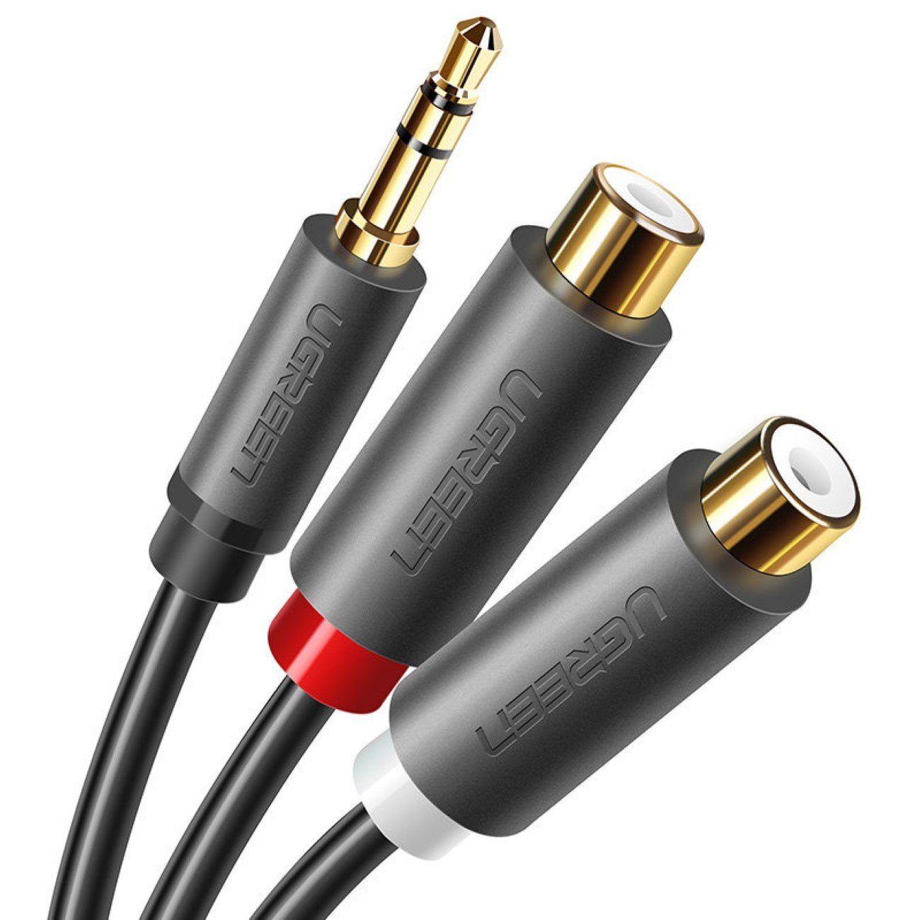 Audioadapter Klinke 3,5 mm Stecker auf 2 x RCA Buchse Kabel 0,25m grau Audio-Adapter