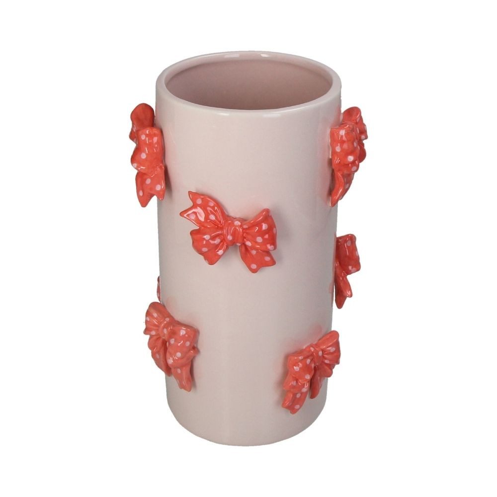 Kersten BV Dekovase Deko Vase, Dolomite - Rosa mit Schleifen (1 St), mit 3D Schleifen