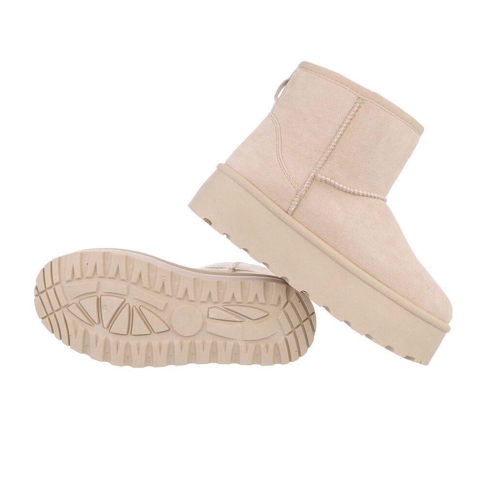 Ital-Design Bequemer Schaftschuh für Damen – stilvoll und warm Snowboots (84206807) Flach Plateaustiefeletten in Beige