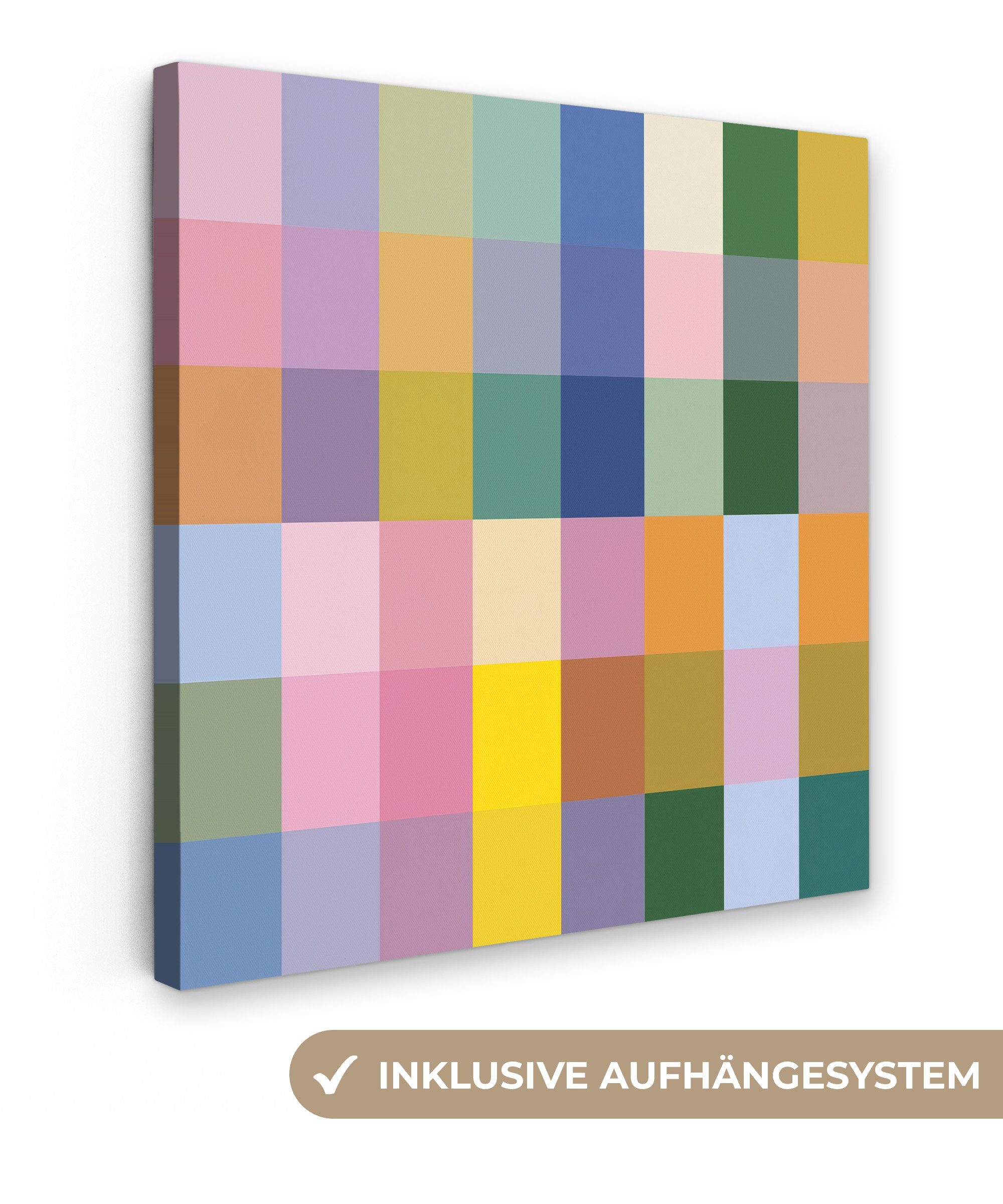 OneMillionCanvasses® Leinwandbild Blöcke - Quadratisch - Gemustert - Farbig, Fotodruck (1 St), Wandbild, Deko Schlafzimmer Wohnzimmer Flur 20x20 cm