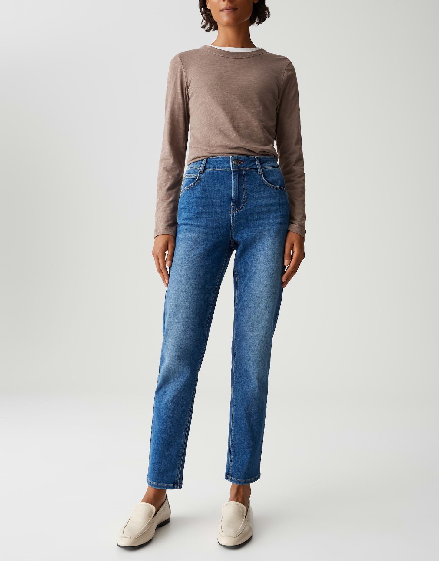 OPUS 5-Pocket-Jeans ELANA aus BCI Cotton Mix Mid Rise Straight fit, Ankle, günstig online kaufen