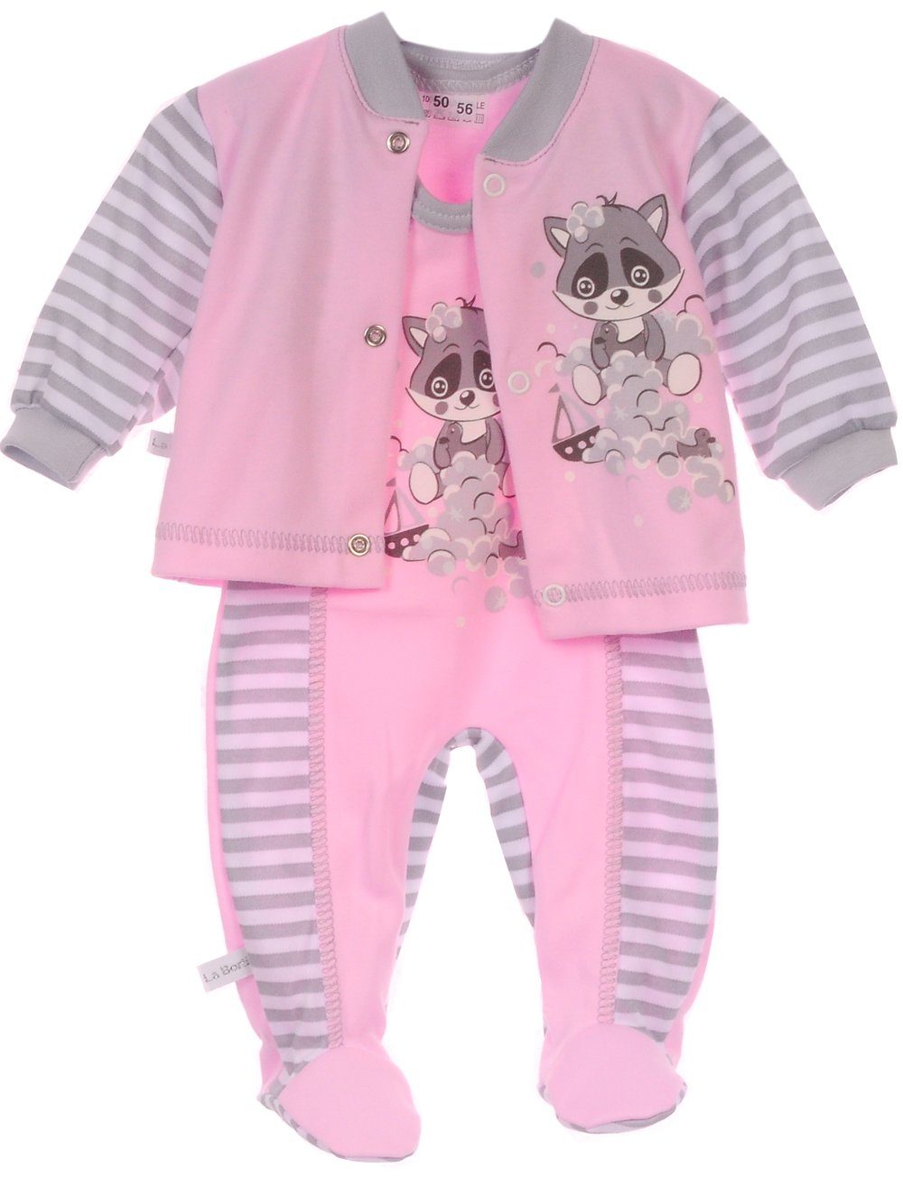 Strampler Strampler und Hemdchen Set 2Tlg Baby Anzug in Rosa gestreift