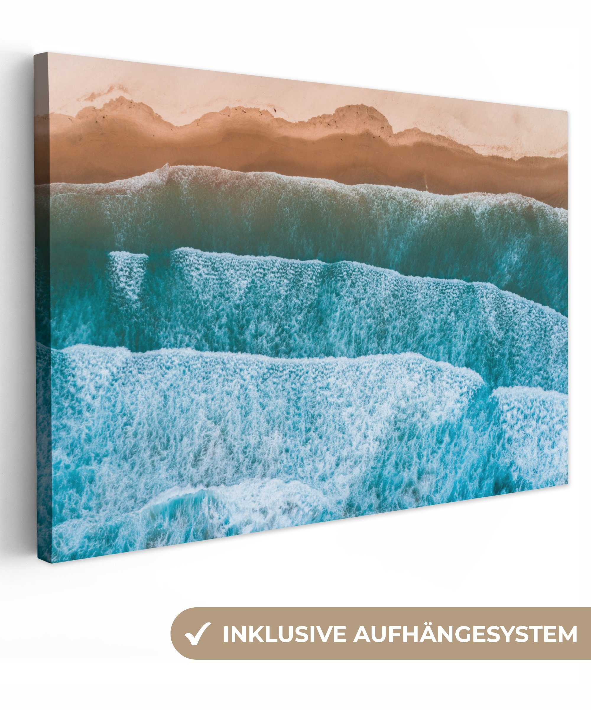 OneMillionCanvasses® Leinwandbild Meer - Golf - Muster, (1 St), Wandbild Leinwandbilder, Aufhängefertig, Wanddeko, 30x20 cm