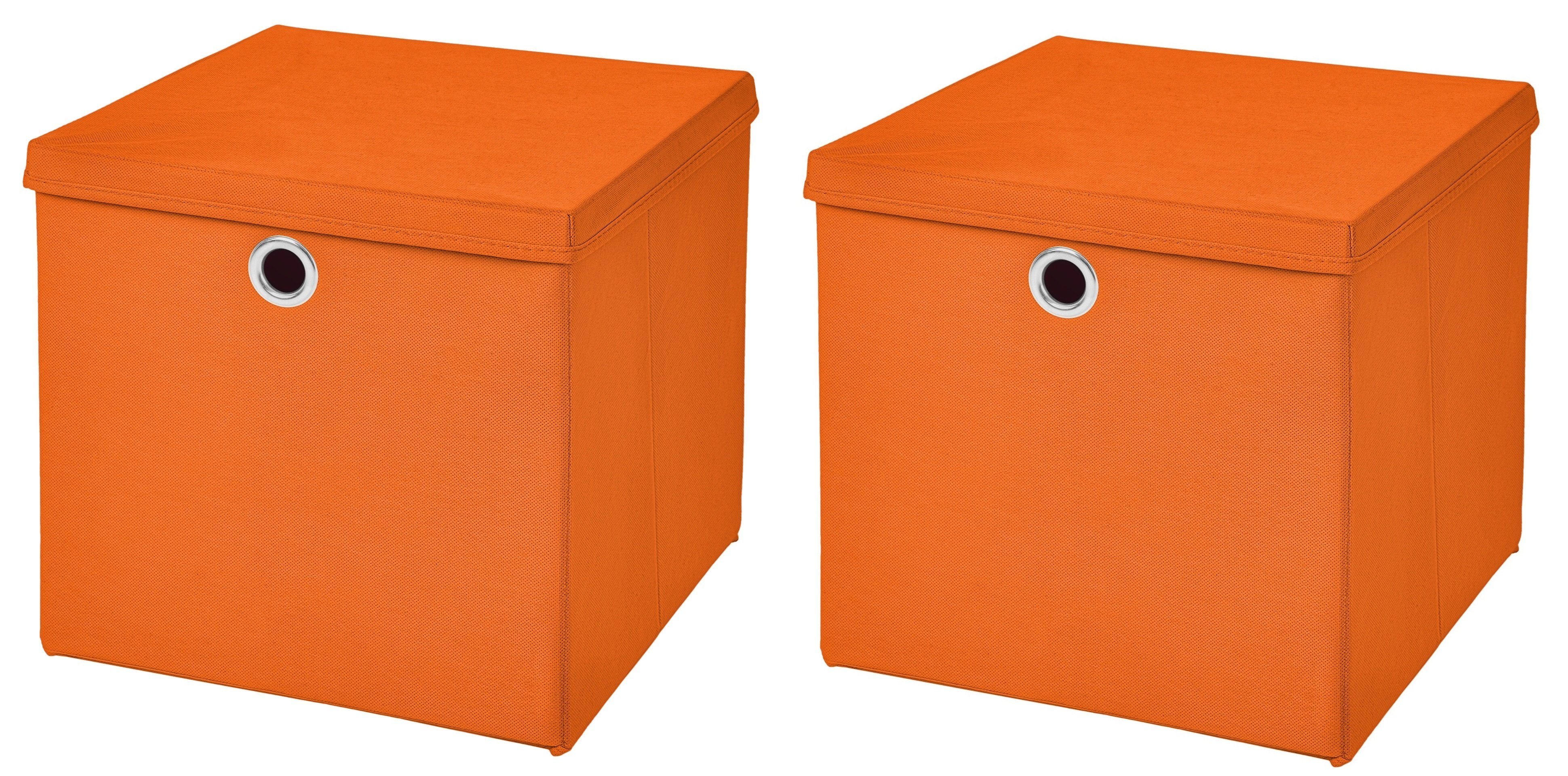 StickandShine Faltbox 2 Stück Faltboxen 28 x 28 x 28 cm faltbar mit Deckel Aufbewahrungsbox