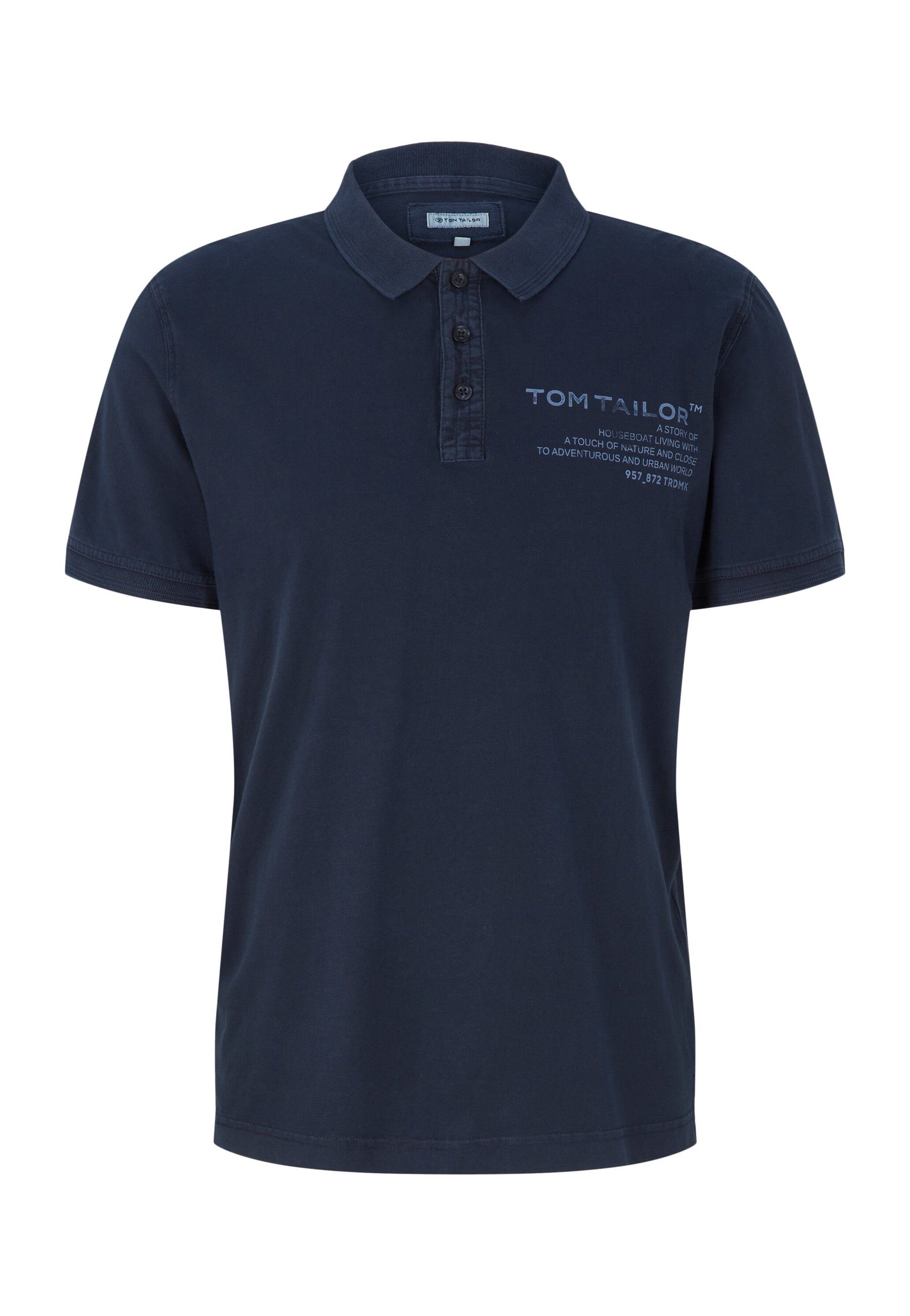 TOM TAILOR Poloshirt Poloshirt Kurzarmshirt mit Polokragen und (1-tlg) dunkelblau