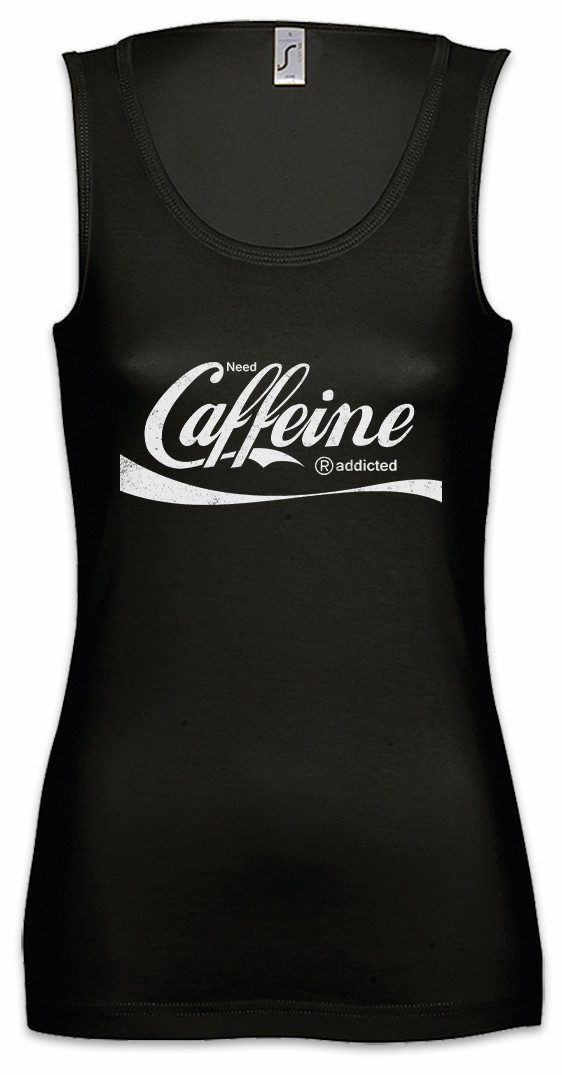 Urban Backwoods Tanktop Need Caffeine Ärmelloses Damen T-Shirt Cola Kola Love Liebe Coffein Caffeina Logo Sucht Süchtig