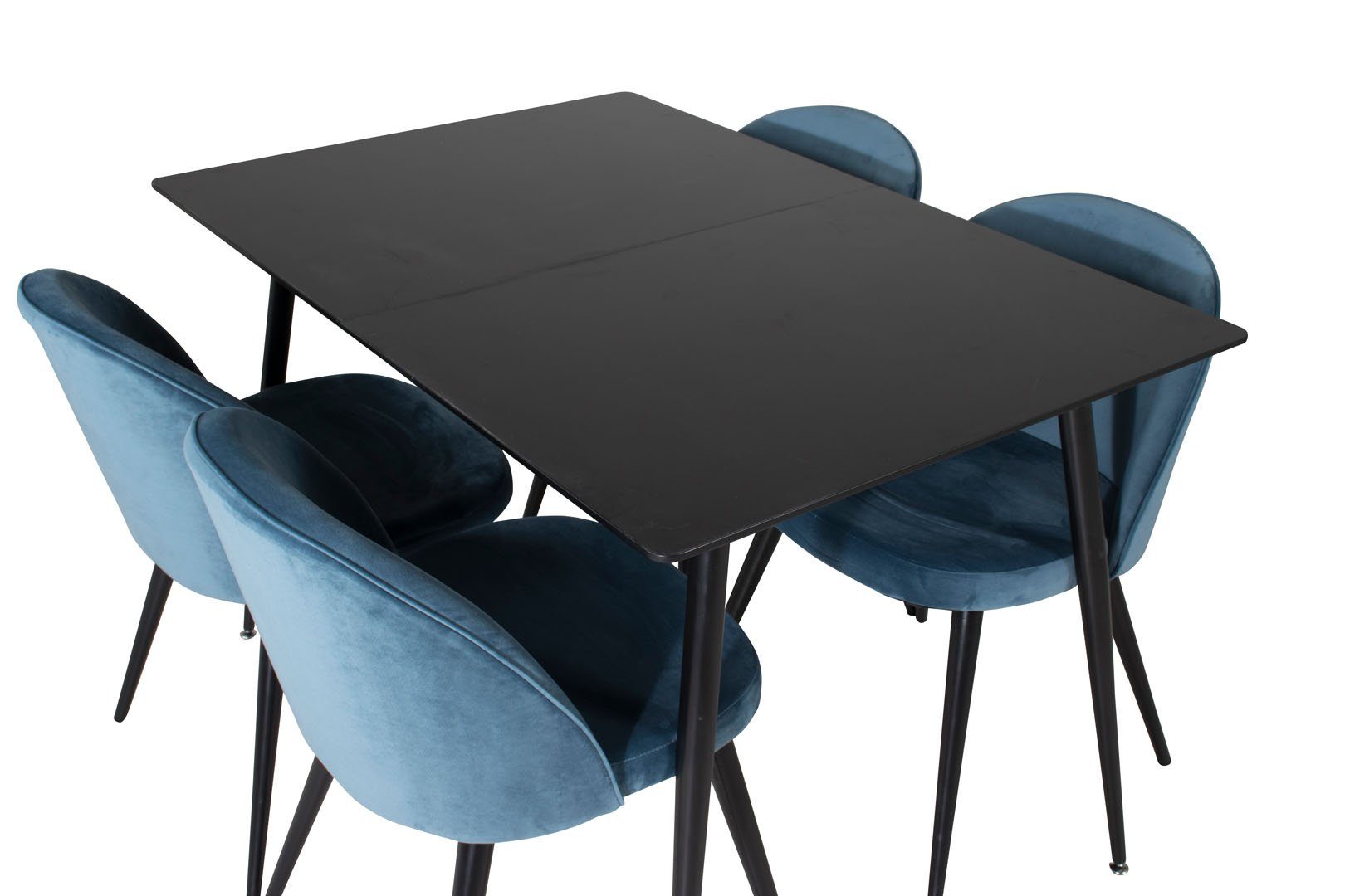 Essgruppe L, Esstisch ebuy24 Tisch Essgruppe ausziehbarer SilarBLExt schwarz;blau;schwarz (5-tlg)