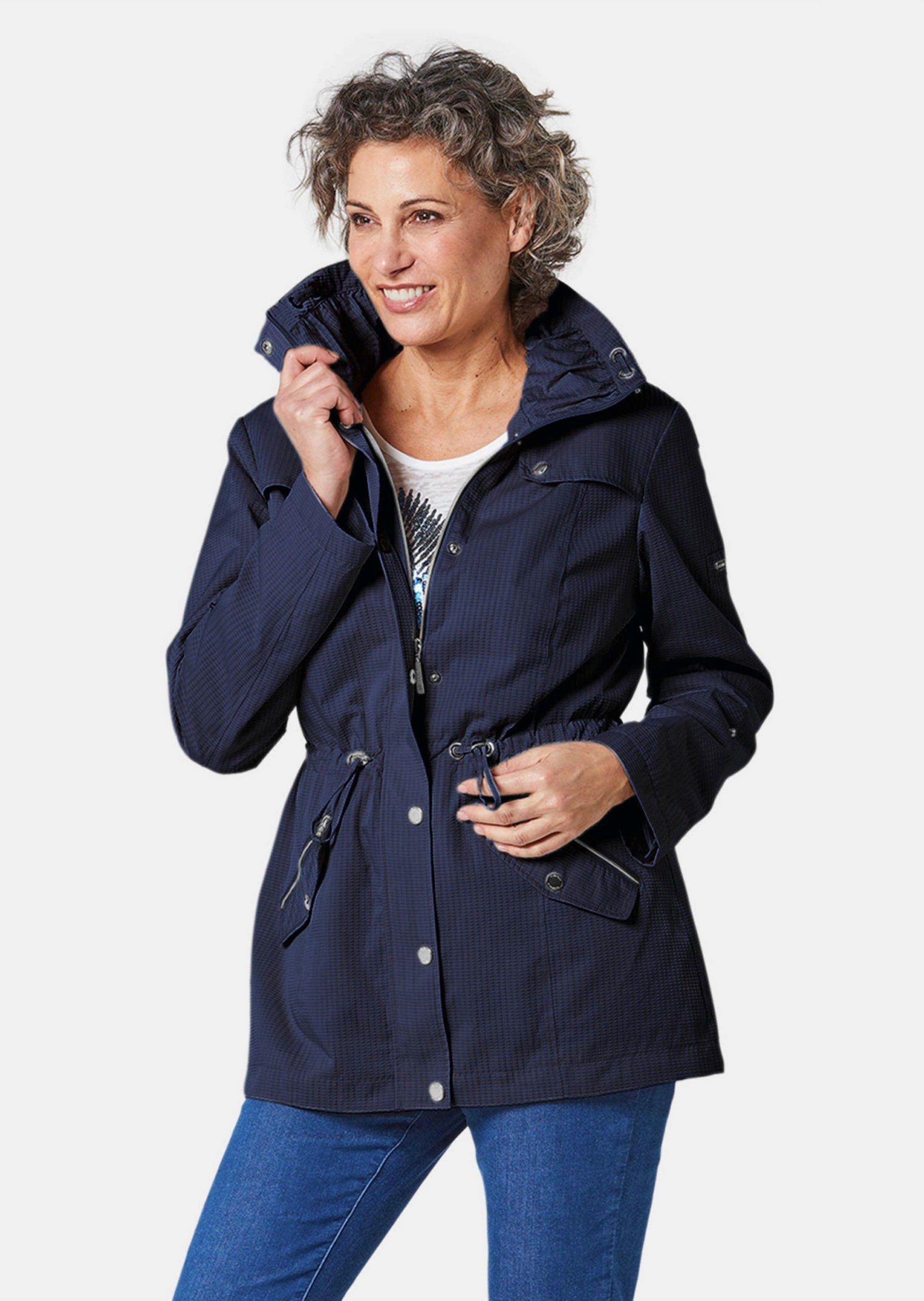 GOLDNER Allwetterjacke Longjacke aus fein strukturierter Ware marine