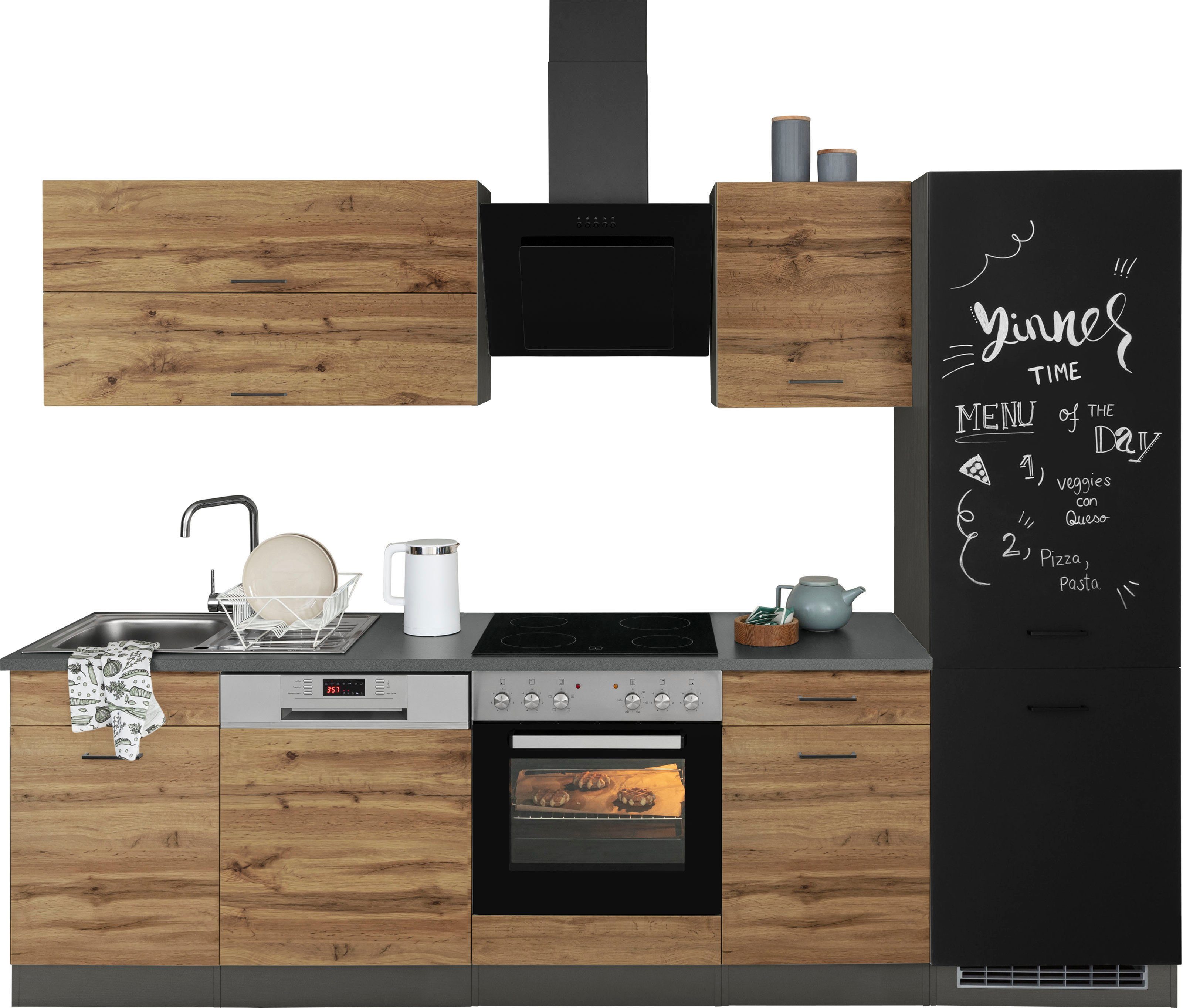 KOCHSTATION Küchenzeile KS-Trier, mit E-Geräten, Breite 280 cm