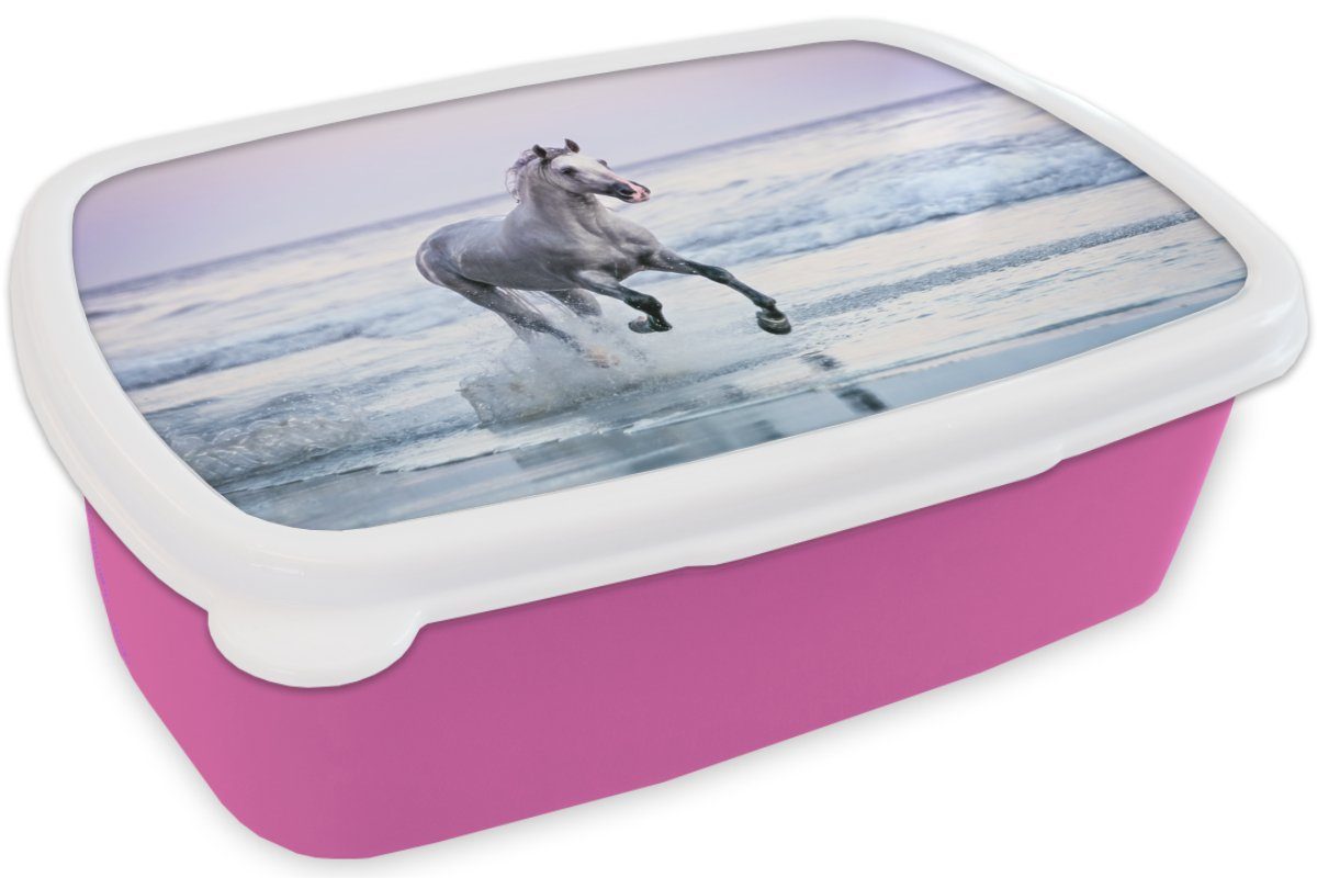Meer, Mädchen, Brotbox Snackbox, - Luft Lunchbox für Kinder, - MuchoWow Erwachsene, rosa (2-tlg), Kunststoff, Brotdose Pferde Kunststoff