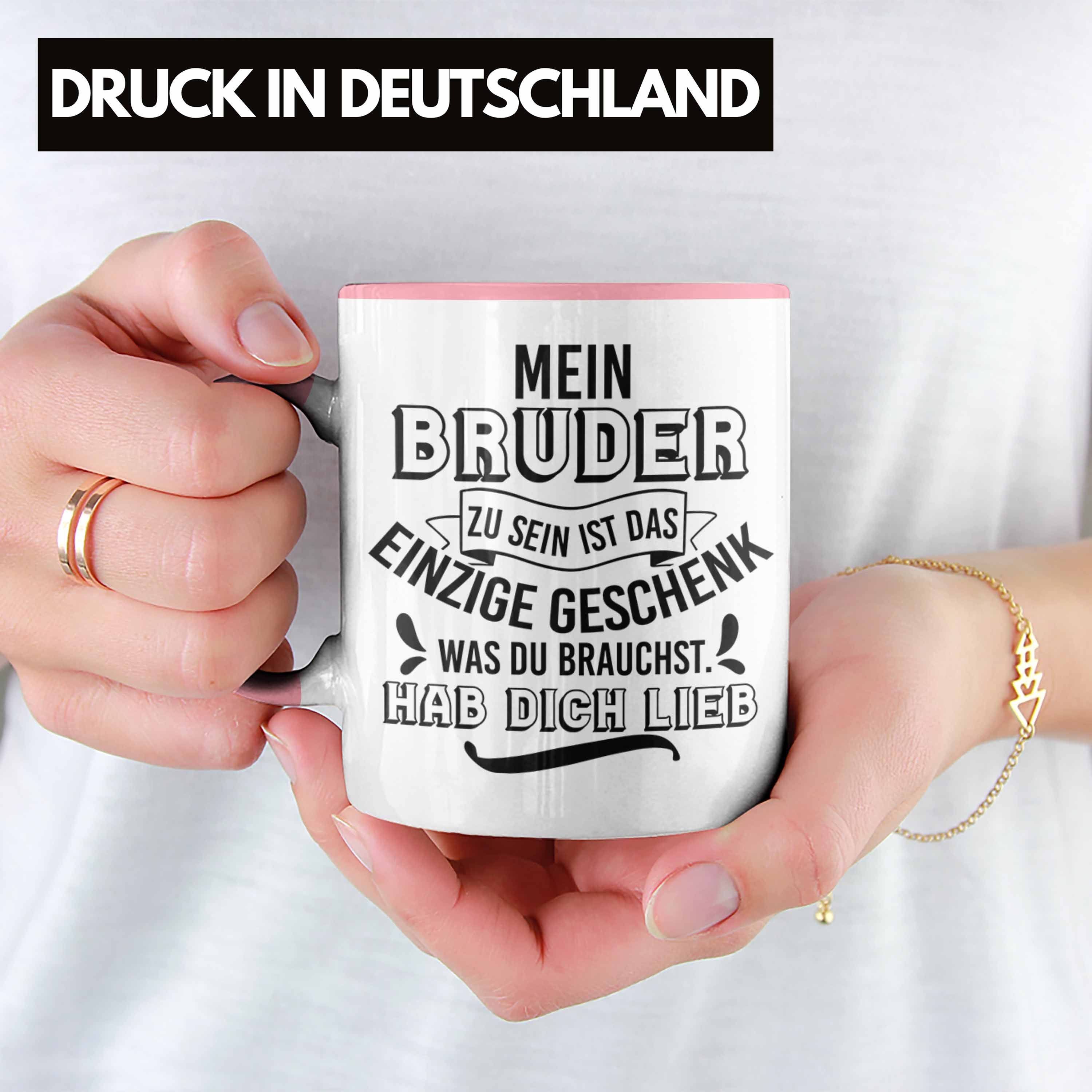 Tasse an Tasse Schwester - Kaffeetasse Geburtstag Geschenkidee Bruder Spruch Trendation Rosa Geschenk Lustiger Trendation