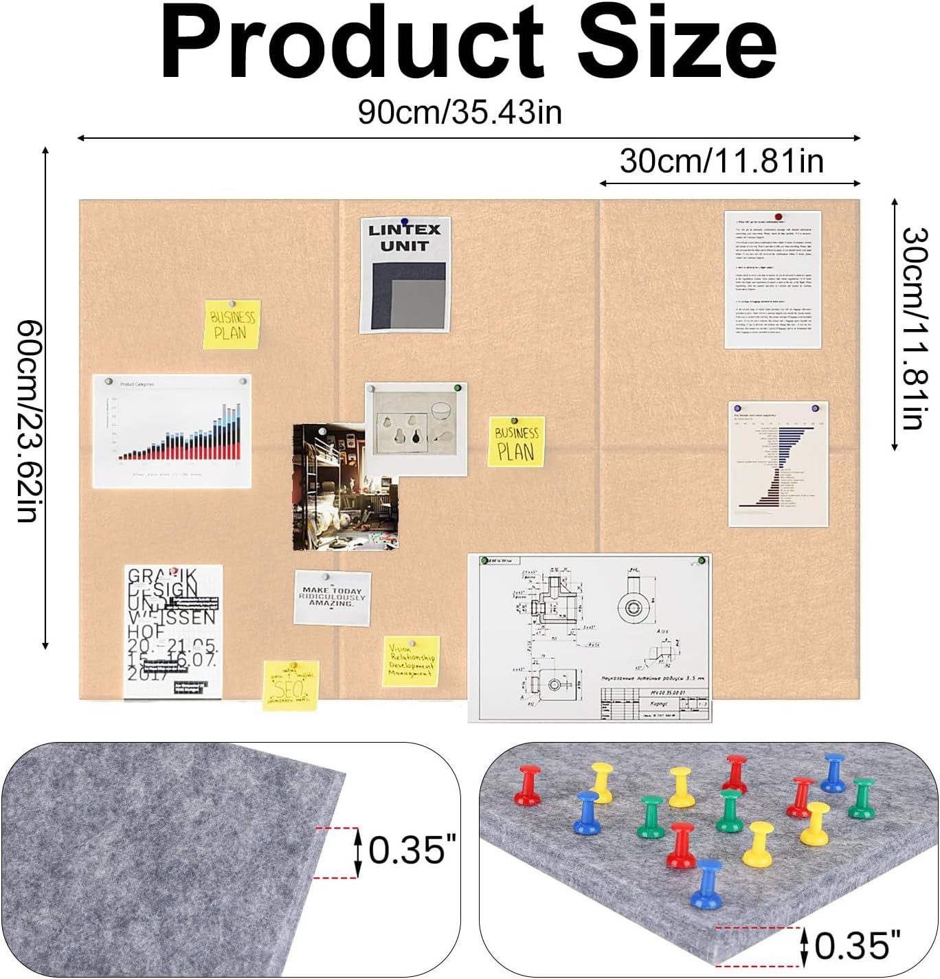 Coonoor Pinnwand Filz Selbstklebend mit 20 günstig online kaufen