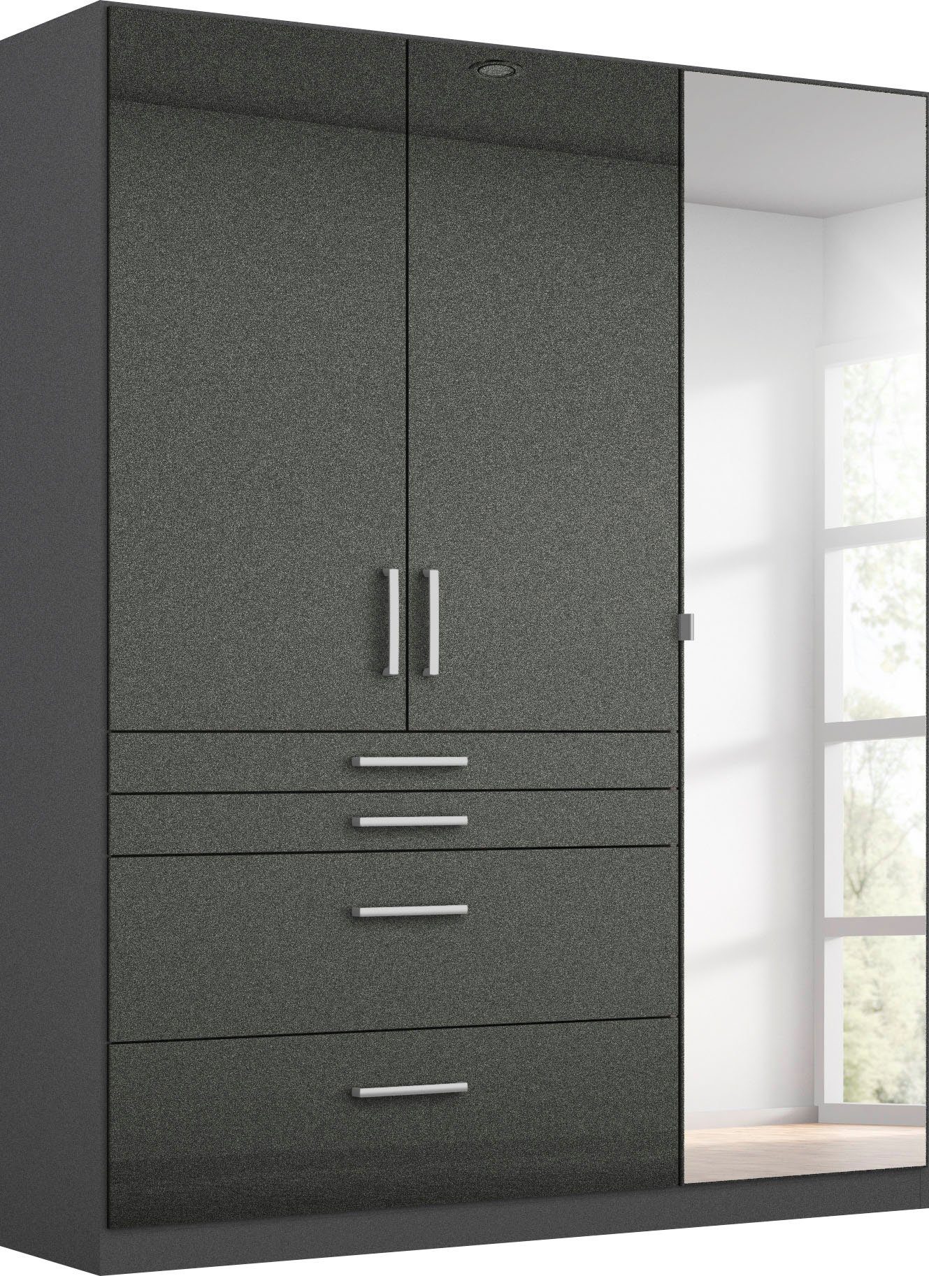 rauch Drehtürenschrank Kleiderschrank Schrank Garderobe Garderobenschrank HOMBURG mit Spiegel, oberer Schubkasten mit Einteilung MADE IN GERMANY