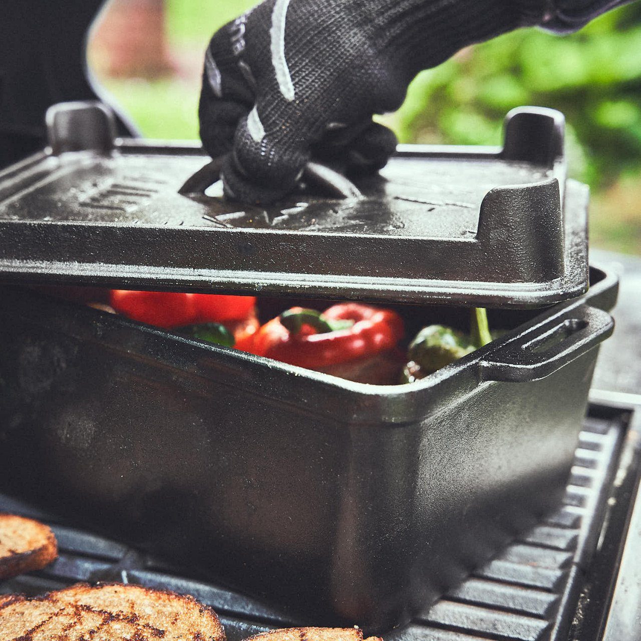 Kastenform John, BURNHARD Rosteinsatz Gusseisen Dutch Oven, 6,5 Gusseisen, l, Grilltopf inkl. Edelstahl aus