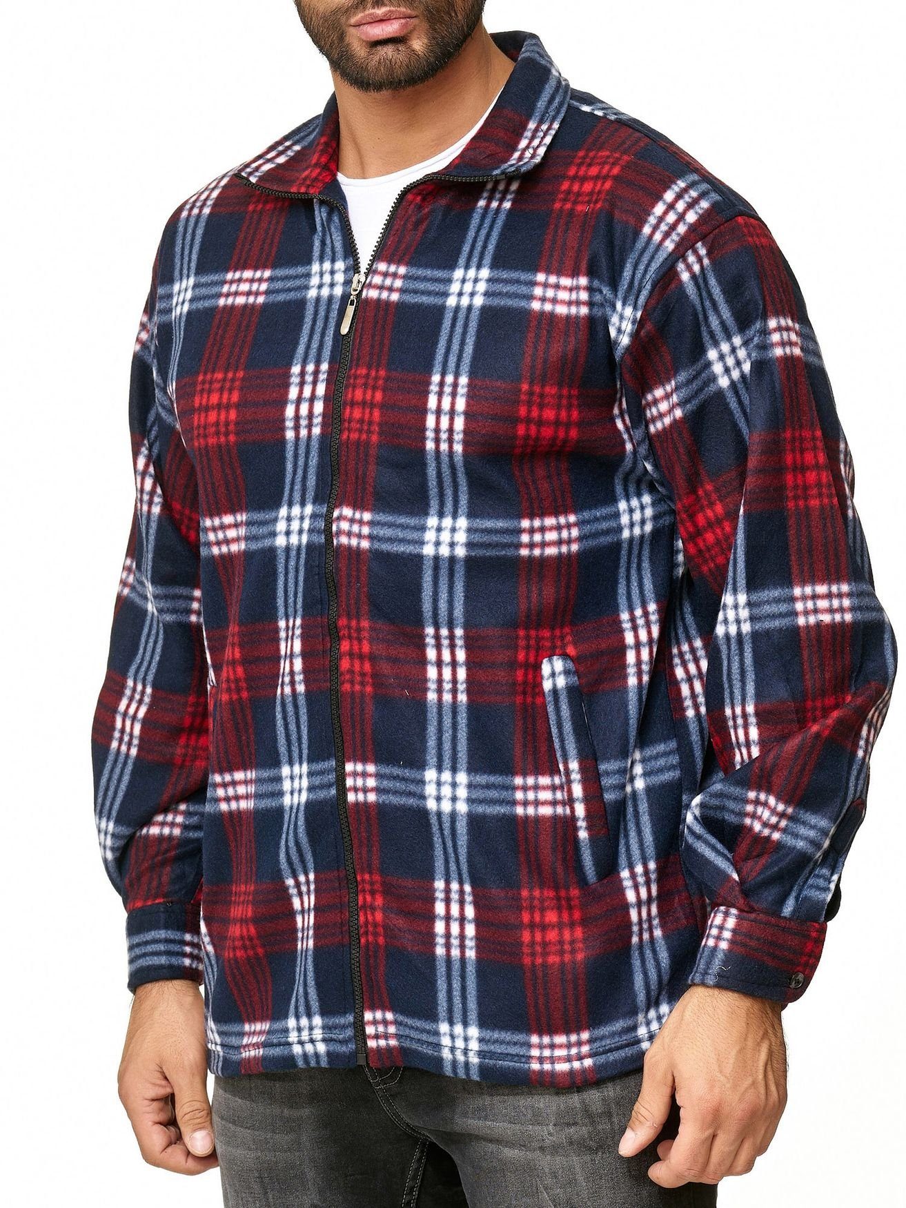 Egomaxx Blouson Fleece Holzfäller Karierte Arbeitsjacke günstig online kaufen