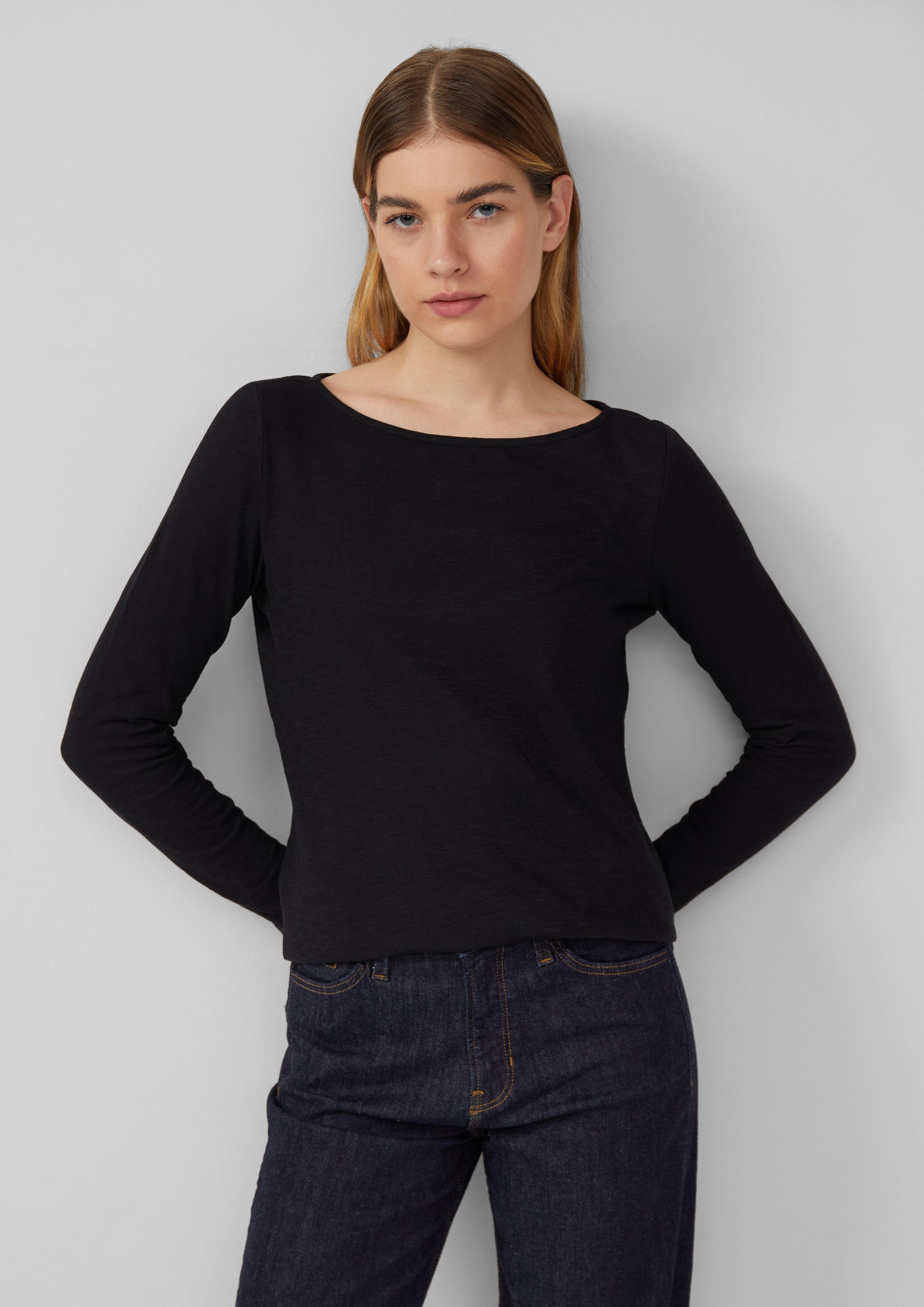 s.Oliver Langarmshirt Slim-Fit-Longsleeve aus Baumwollslub mit günstig online kaufen