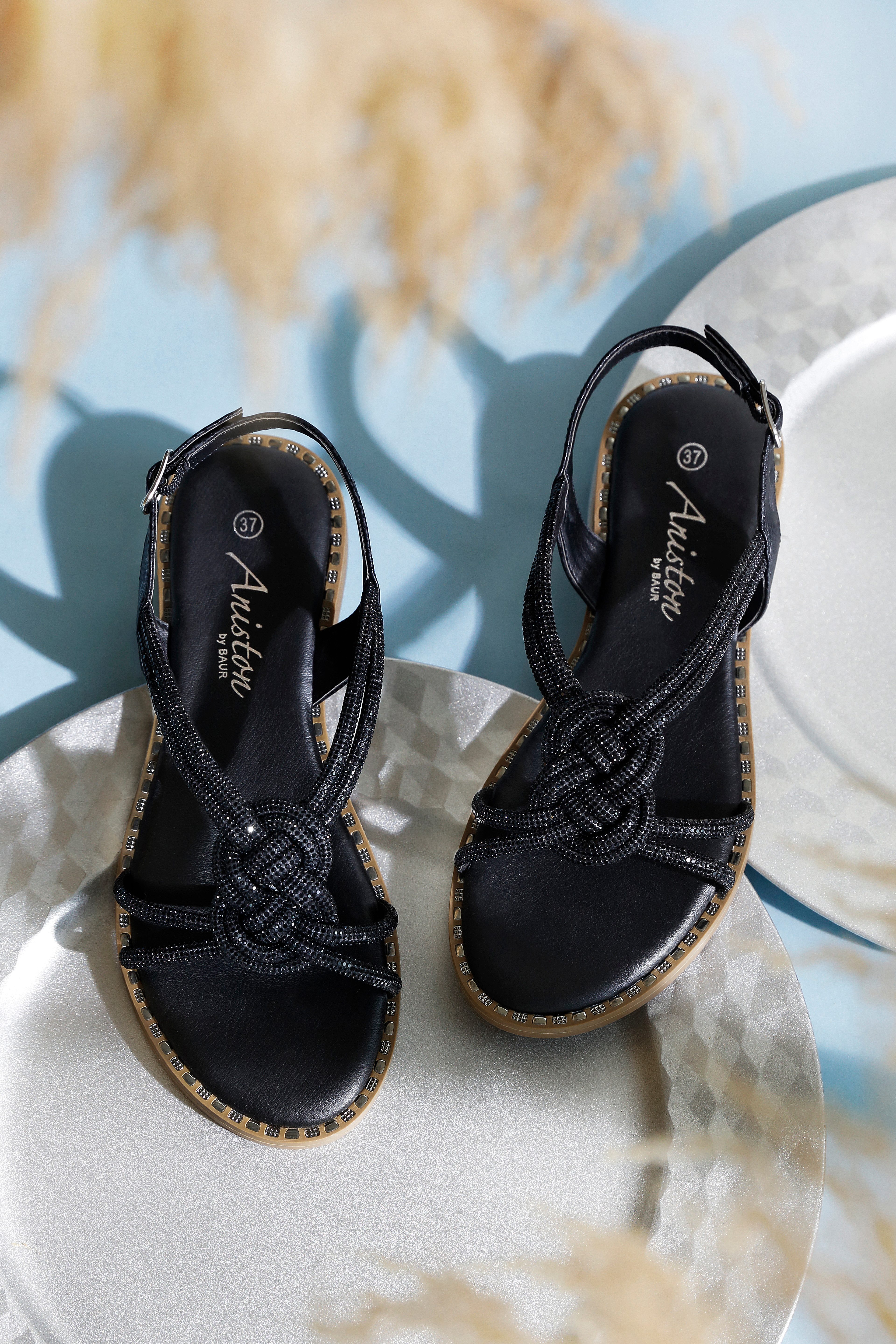 Aniston SHOES Sandale Sommerschuh, Riemchensandale mit Glitzerdetails - NEUE KOLLEKTION