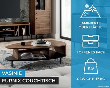 Furnix Couchtisch VASINIE Holztisch mit Ablagefächern Brandy-Castello-Holz Optik, Loft-Vintage-Stil, B119,2 x H37 x T62,3 cm