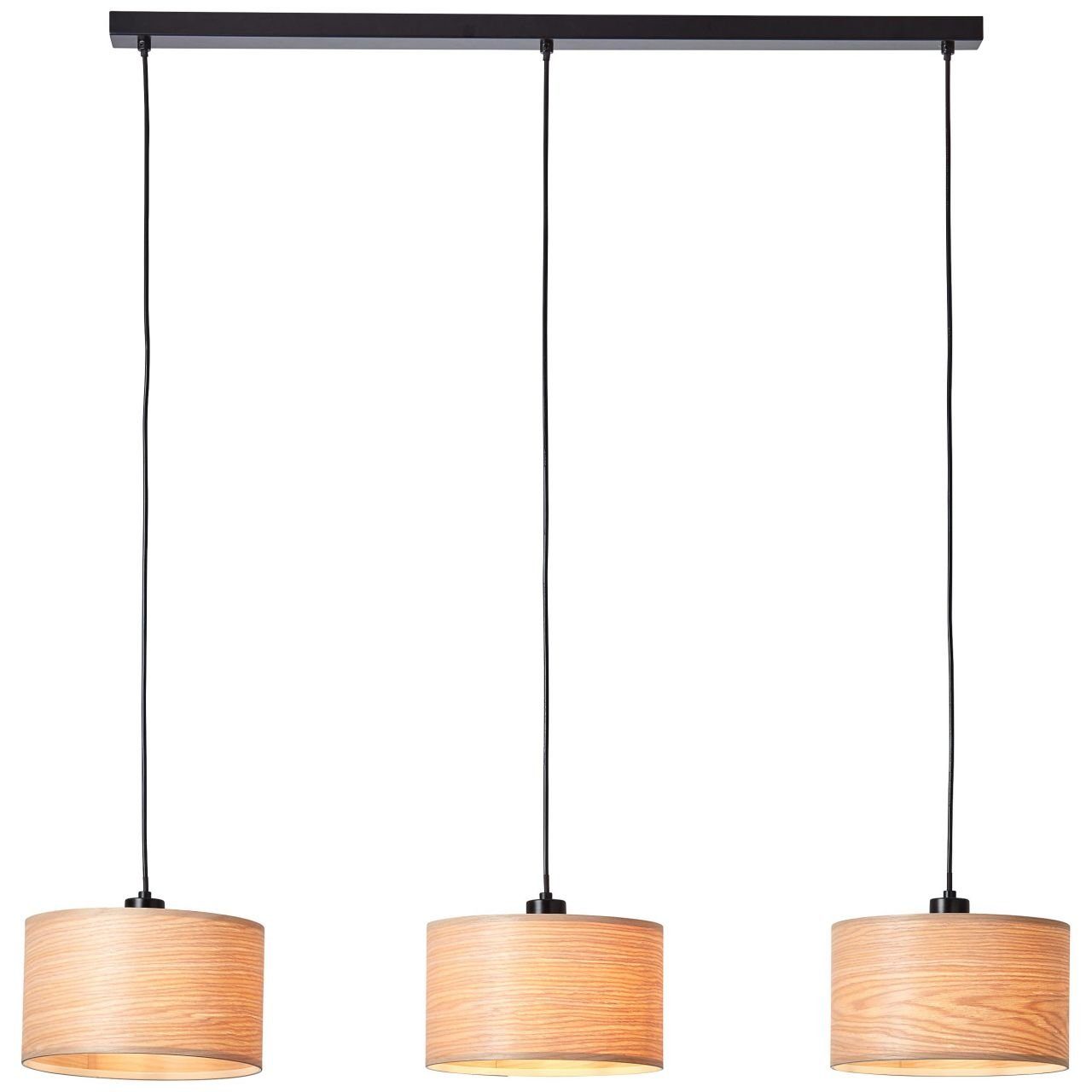 Brilliant Pendelleuchte Romm, Lampe, Romm Pendelleuchte 3flg holz hell/ schwarz, 3x A60, E27, 52W, Ka