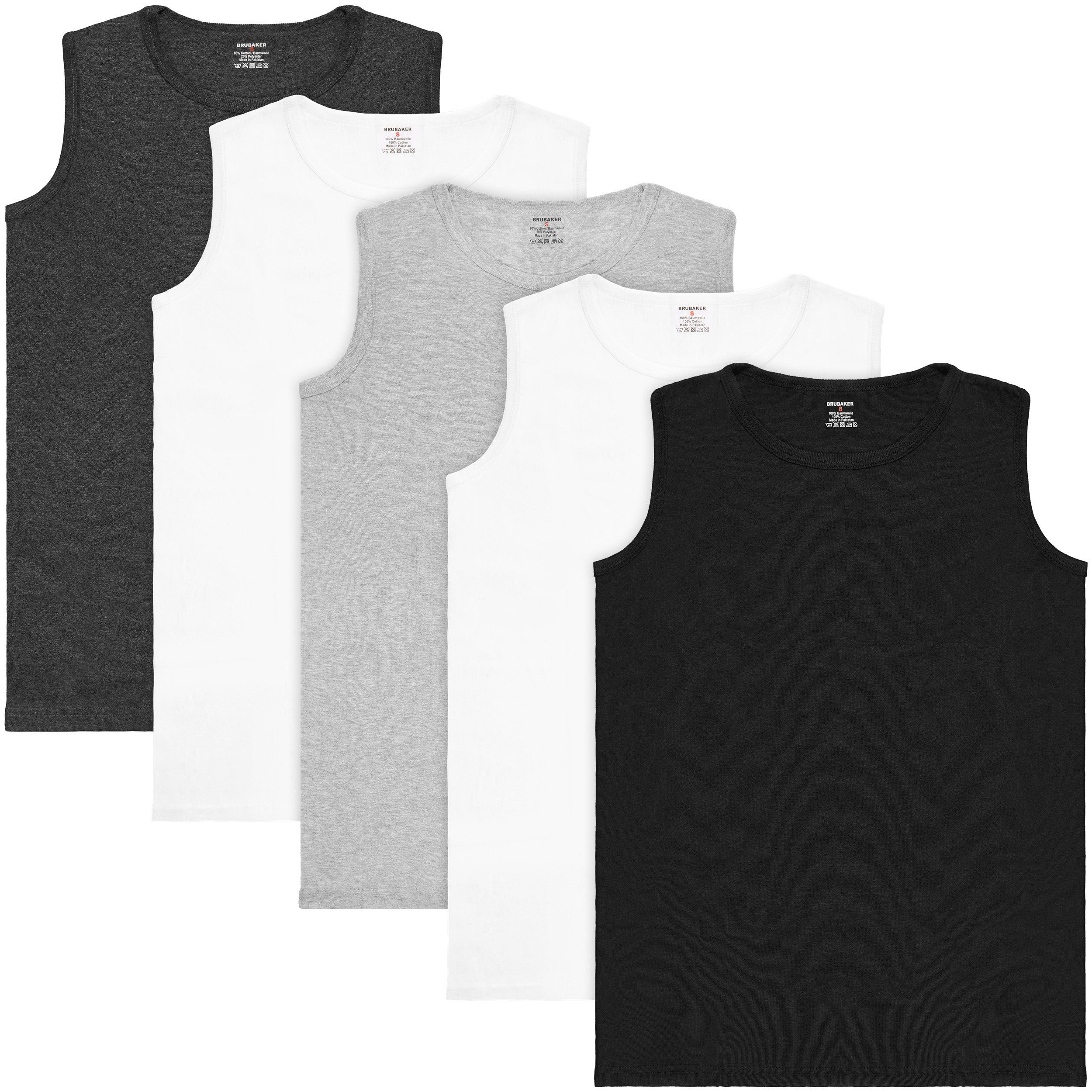 BRUBAKER Muskelshirt »Tank Top Unterhemd mit Rundhals Ausschnitt«  (5er-Pack) Herren Tanktop aus hochwertiger Baumwolle (glatt), Extra Lang  für Männer, Schlichtes Basic Achselshirt online kaufen | OTTO