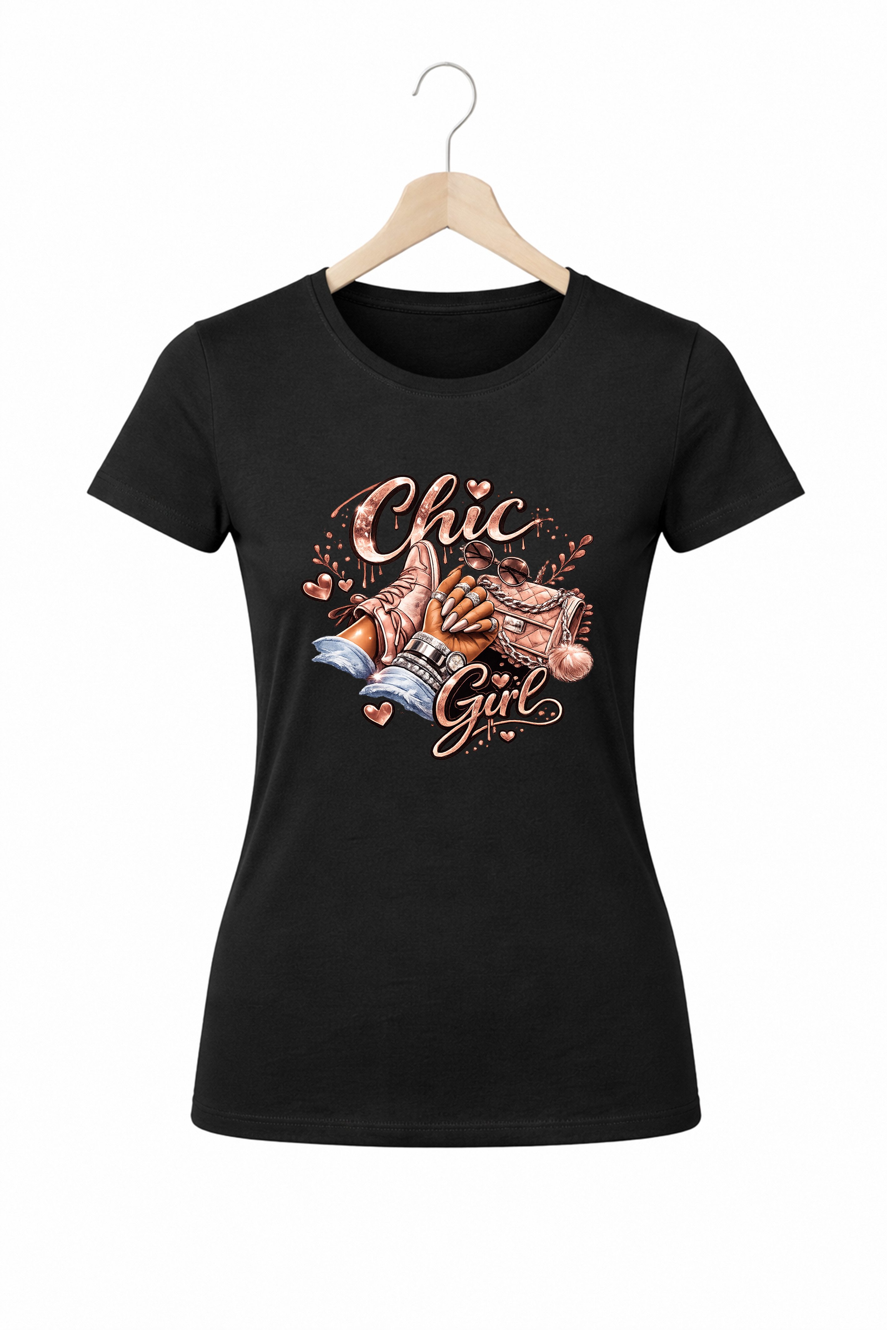 Banco T-Shirt Damen Chic Girl Print Baumwolle Rundhals Casual Style Damen Oberteil Chic Girl Print Baumwolle Rundhals Casual Stylelook