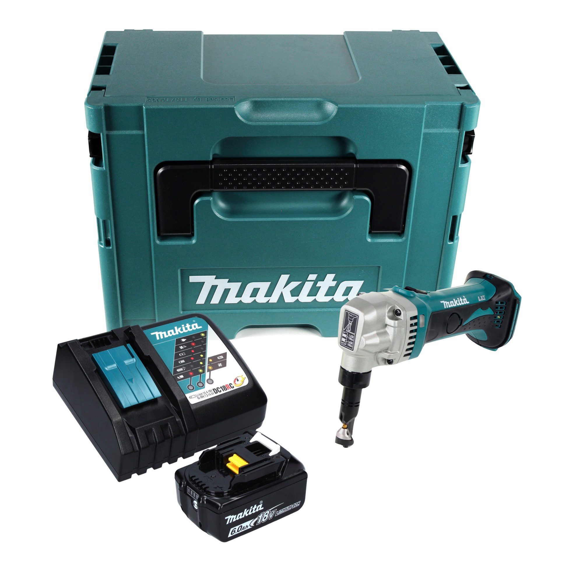 Makita Akku-Knabber DJN 161 RG1J Akku Knabberschere 18 V + 1x Akku 6,0 Ah + Ladegerät