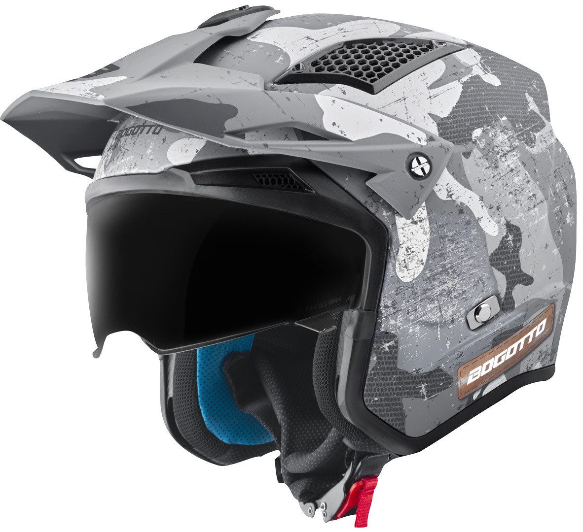 Bogotto Motorradhelm Radic Camo 22.06 Helm, herausnehmbares Innenfutter,integriertes Sonnenvisier