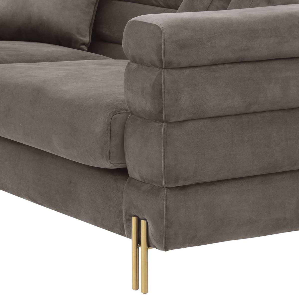 70,5 Casa / x edlem Luxus mit Samtstoff H. Couch Sofa 230 - Messingfarben Wohnzimmer x Luxus Grau Sofa 95 Möbel cm - Padrino