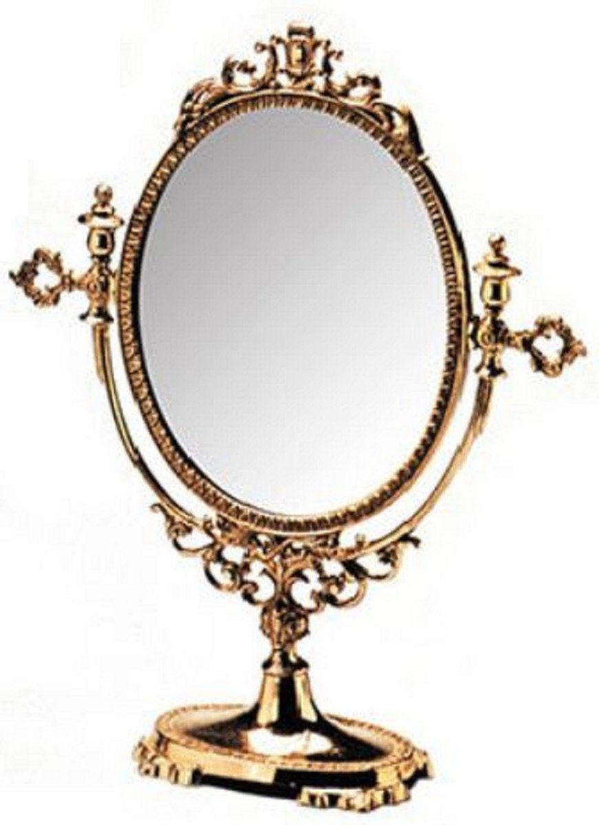 Casa Padrino Barockspiegel Luxus Barock Messing Schminkspiegel Gold 20 x H. 40 cm - Tischspiegel - Kosmetikspiegel - Barock Deko Accessoires