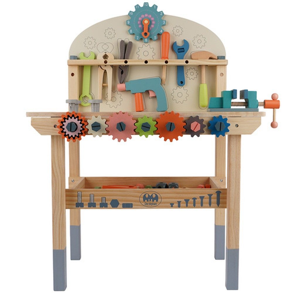 KRUZZEL Spielwerkbank Kinderwerkstatt 3-in-1-Holzwerkzeugen, (Spar-Set, DIY), Ideal für Zuhause, Kindergarten oder Spielzimmer