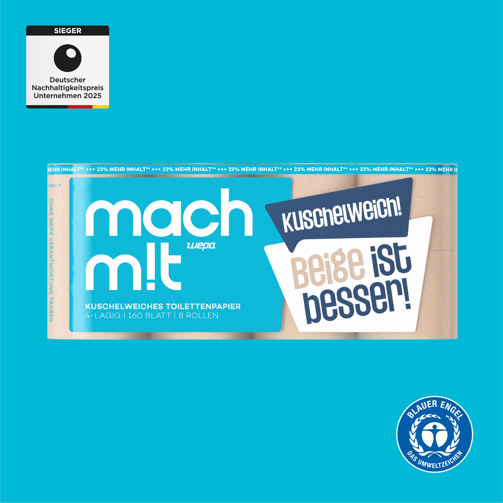 mach m!t Toilettenpapier 4-lagig - extra weich - das Premium-Klopapier (8-St)