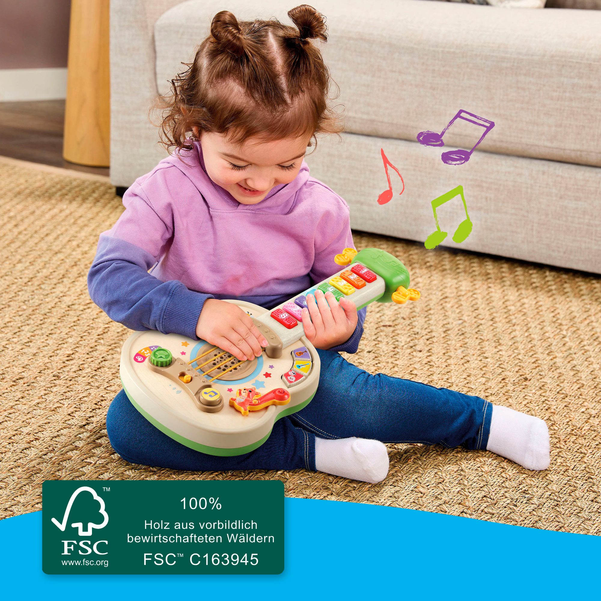 Vtech® Spiel-Gitarre Interaktive Holz-Gitarre, mit Licht und Sound