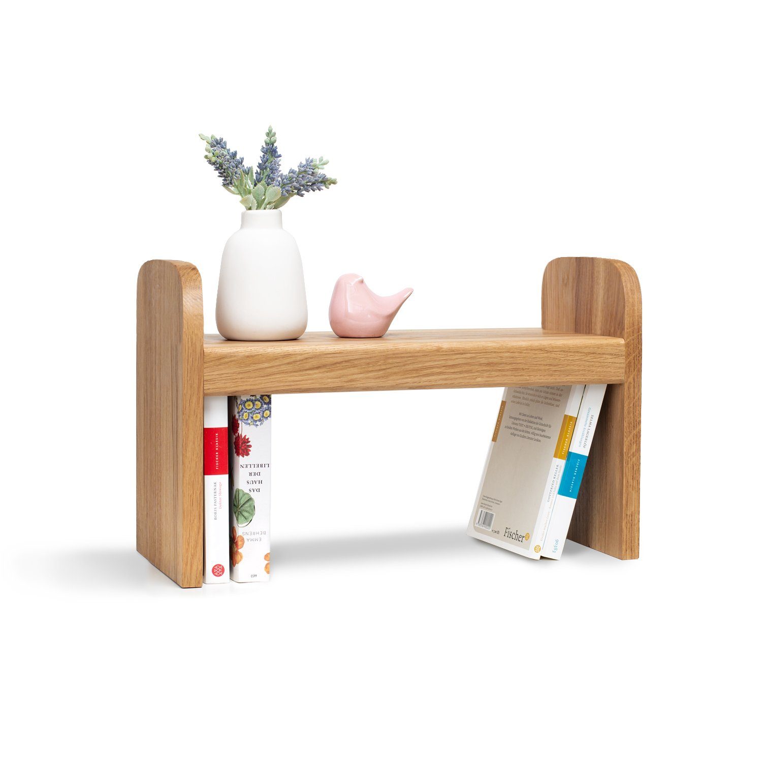 Rikmani Regal-Schreibtisch Standregal Eiche OLI Holzregal Tischregal
