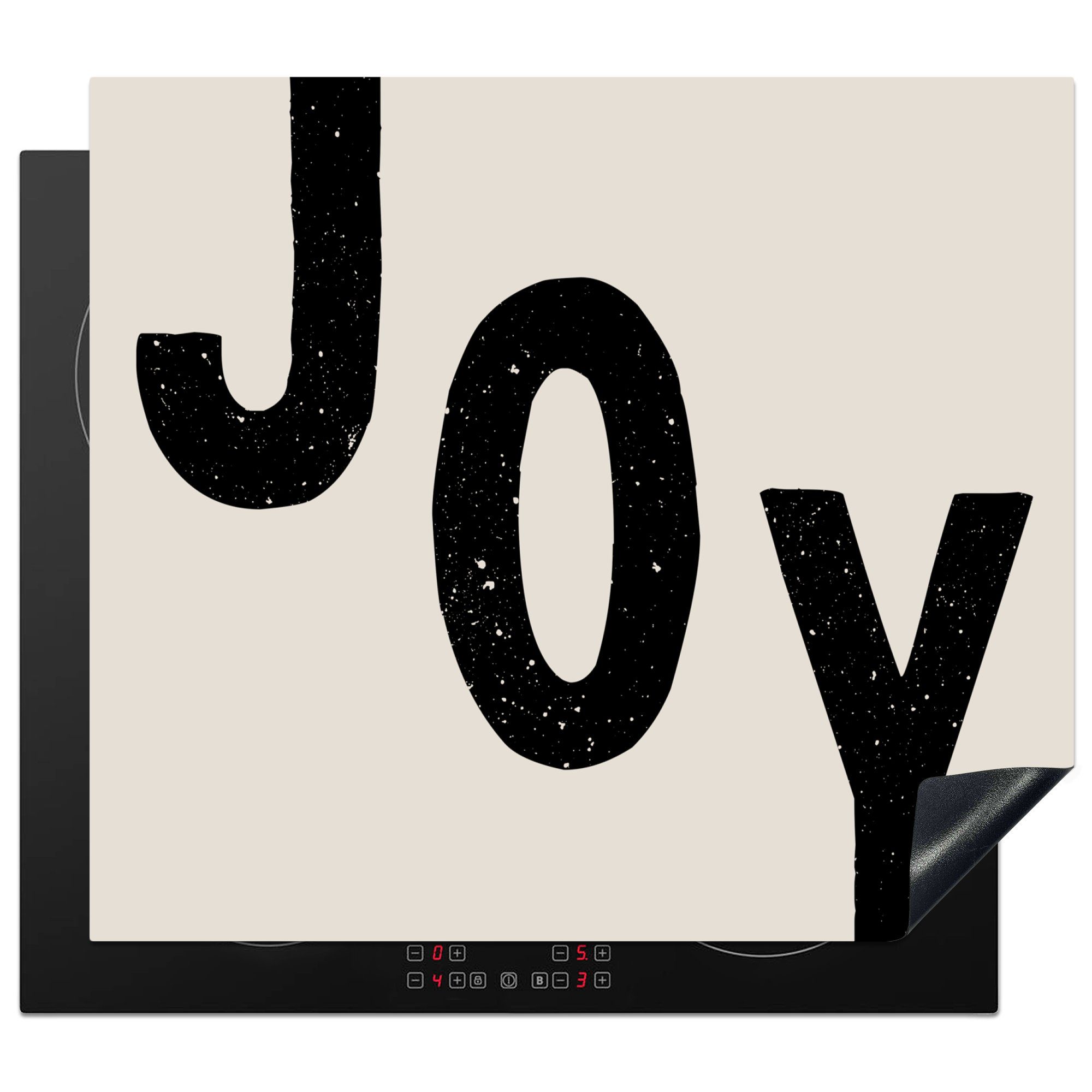 MuchoWow Herdblende-/Abdeckplatte Weihnachten - Zitat - Freude - Schwarz - Feiertage, Vinyl, (1 tlg), 60x52 cm, Mobile Arbeitsfläche nutzbar, Ceranfeldabdeckung