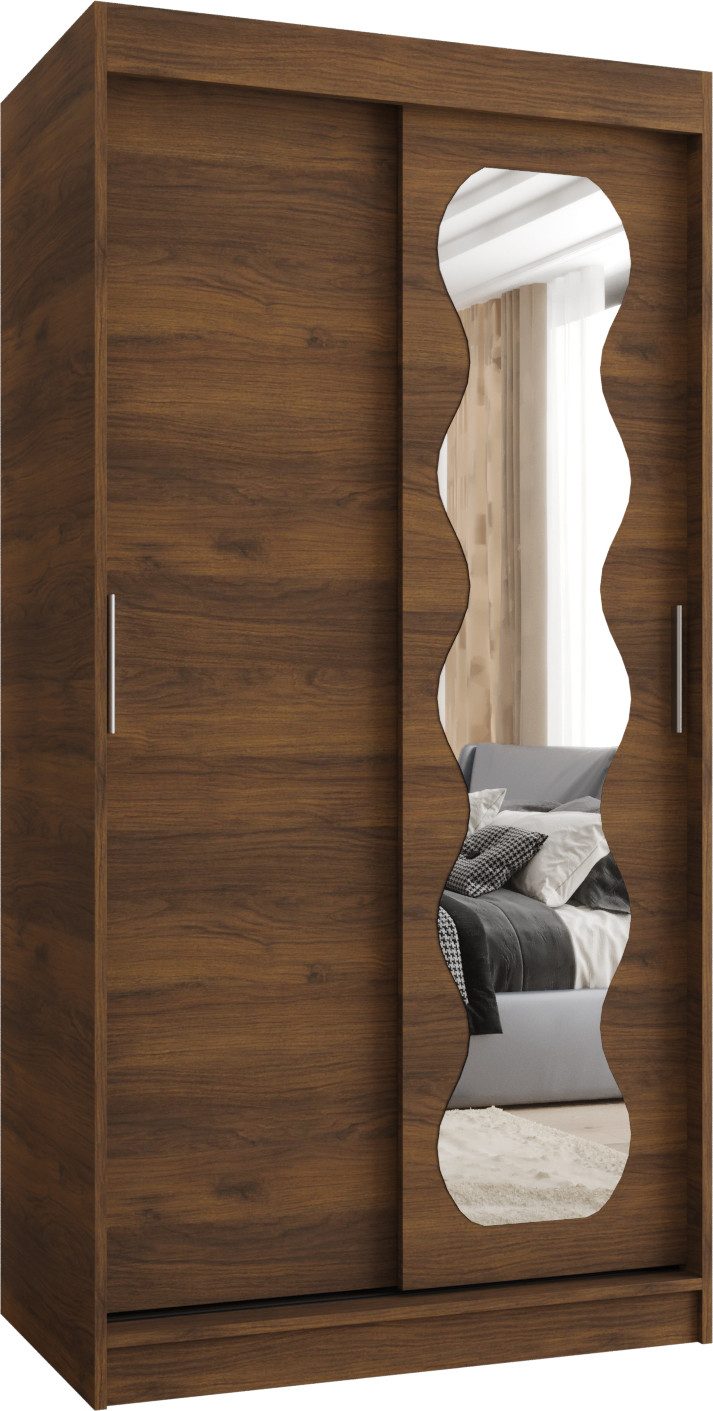 ABIKS MÖBEL Schwebetürenschrank SPOTI Schlafzimmerschrank, mit Spiegel, Kleiderstange und Regalen