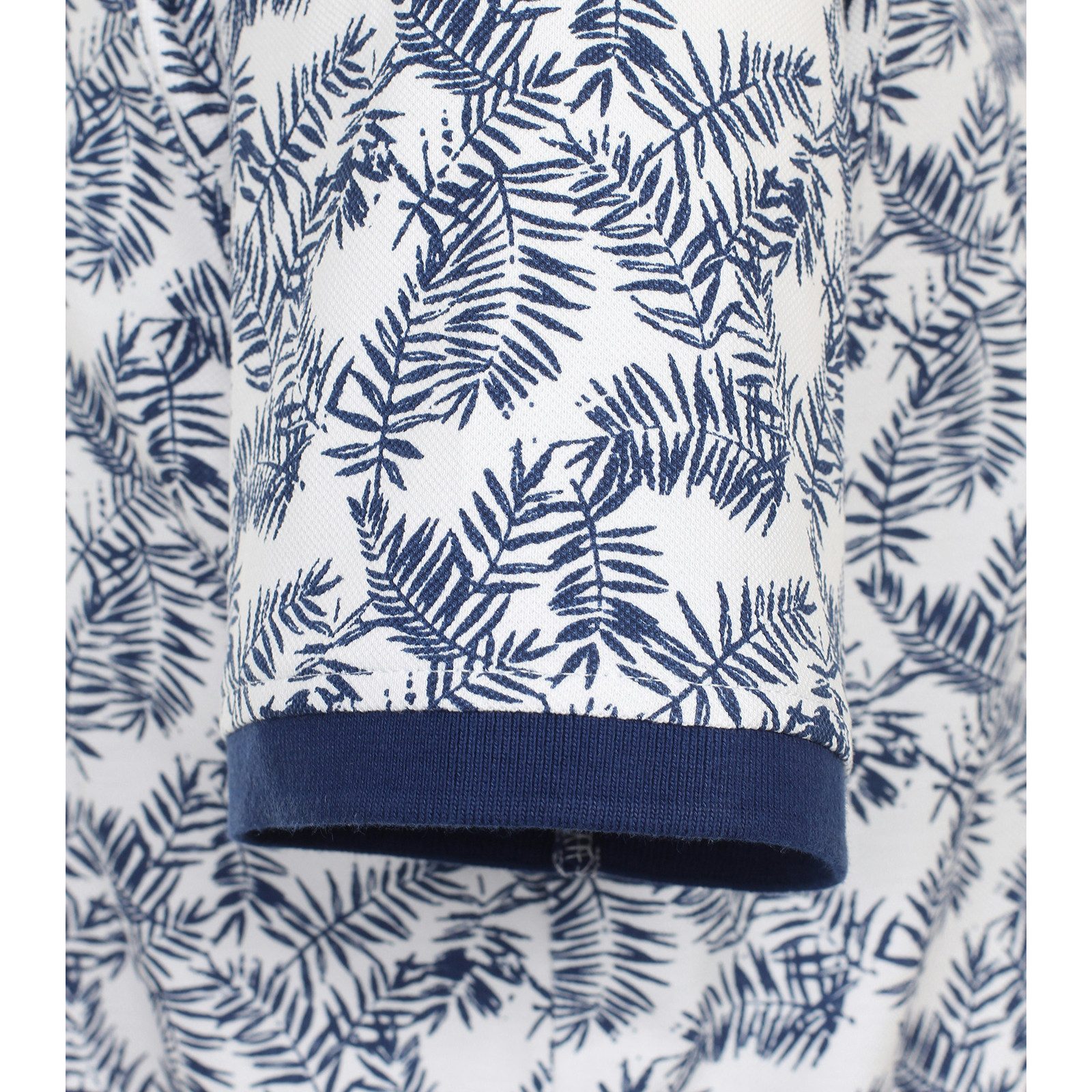 Redmond Poloshirt Redmond XXL Poloshirt blau-weiß Alloverprint floral