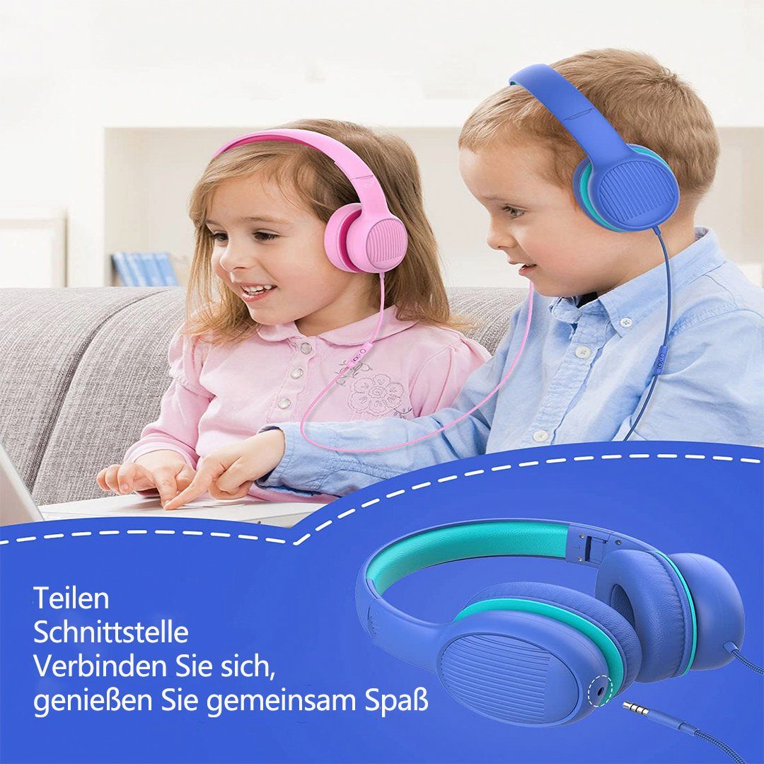 kopfhörer mit Kabel/kabellose für Kinder Mädchen Kopfhörer für Kinder mit Mikrofon Bluetooth-Kopfhörer Kinder 85/94dB Lautstärke Begrenzung Stereo-Sound Jungen Schule 60 Stunden Spielzeit 