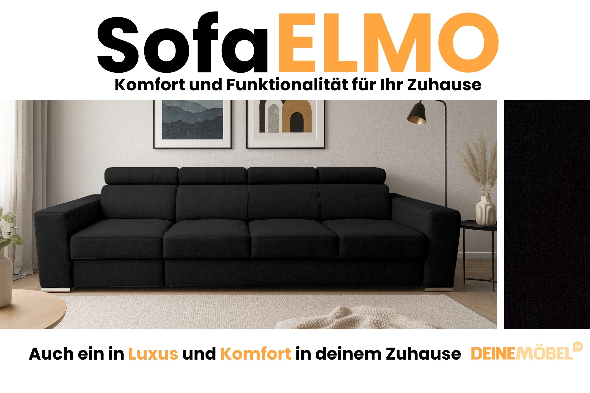 Deine Möbel 24 Sofa Couch 3-Sitzer / 4-Sitzer ELMO, mit Schlaffunktion
