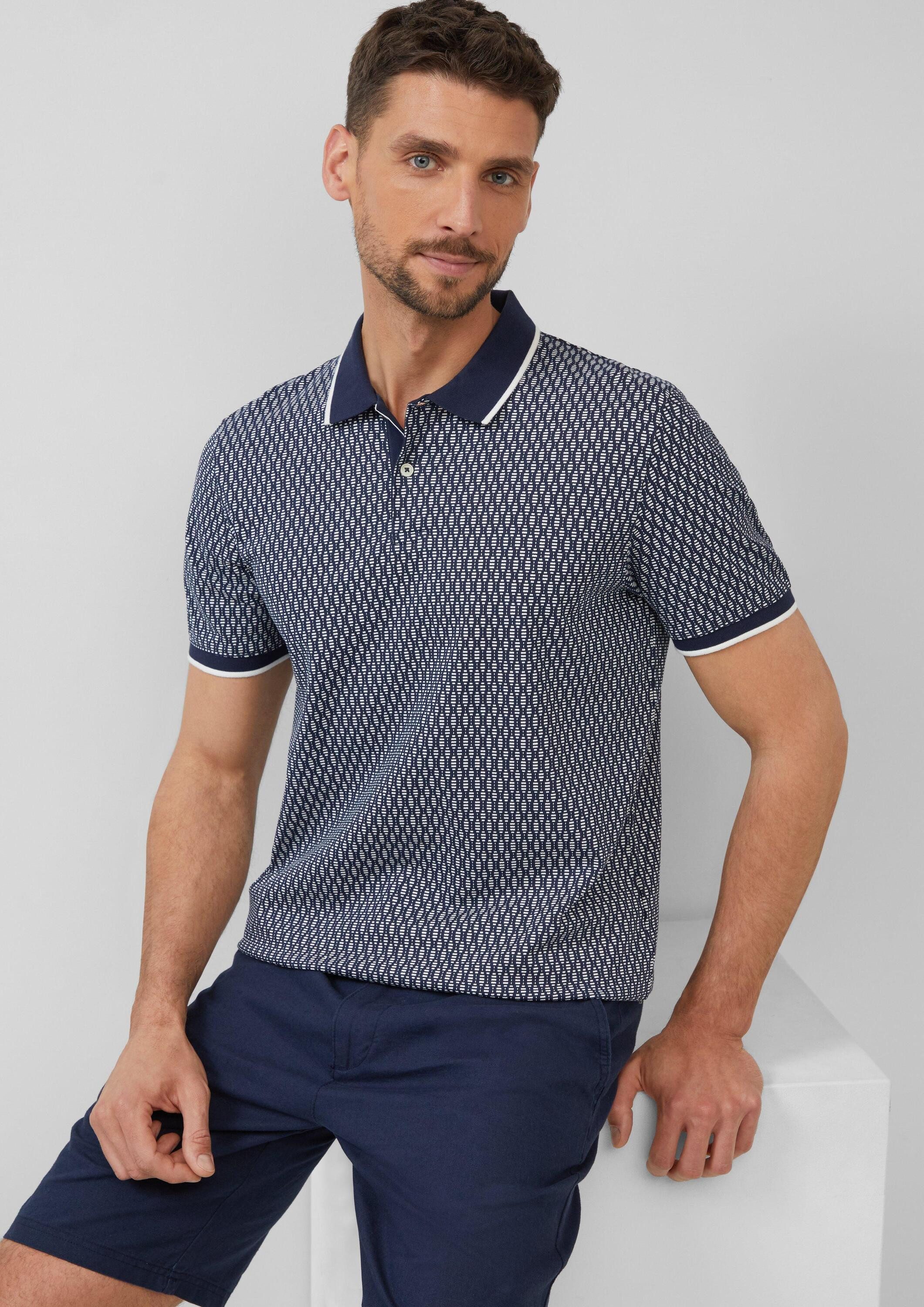 s.Oliver Kurzarmshirt Polo-Shirt Piqué-Poloshirt mit Print günstig online kaufen