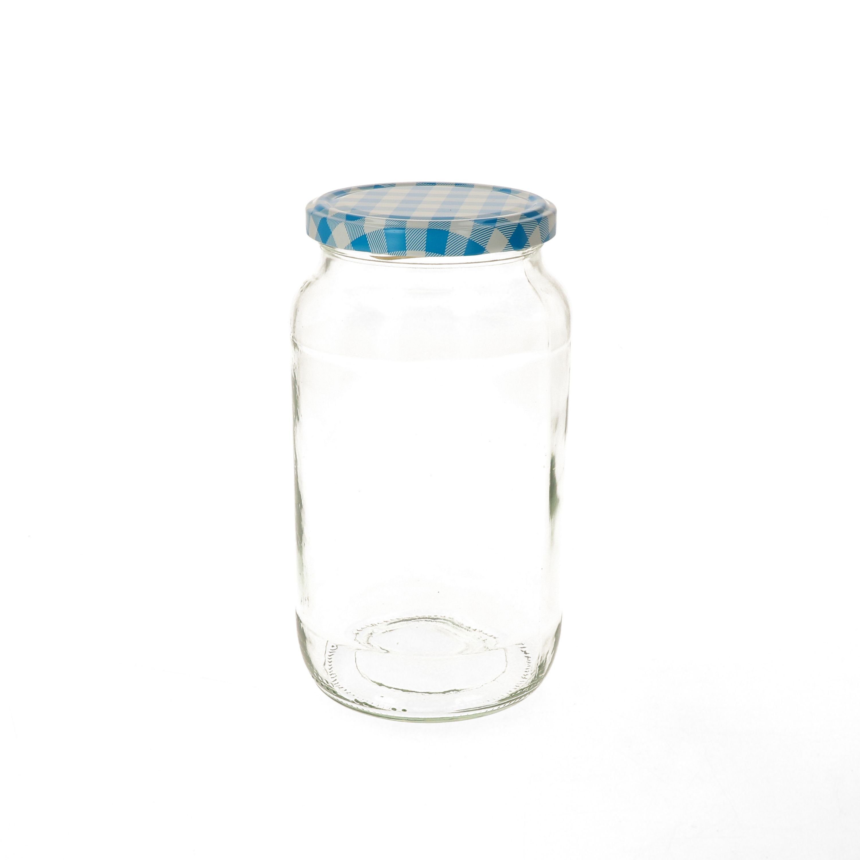 incl. 1062 To Einmachglas ml Set 6er karierter Glas blau Rezeptheft, Rundglas MamboCat 82 Deckel