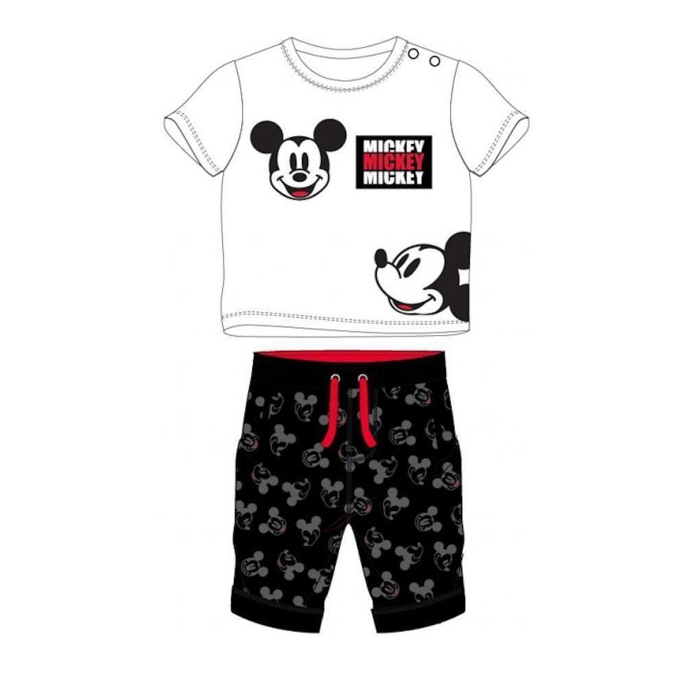 Shirt & Hose Baby Set Kurzarm- Shirt weiß mit schwarzer Hose, Mickey Mouse Motiv